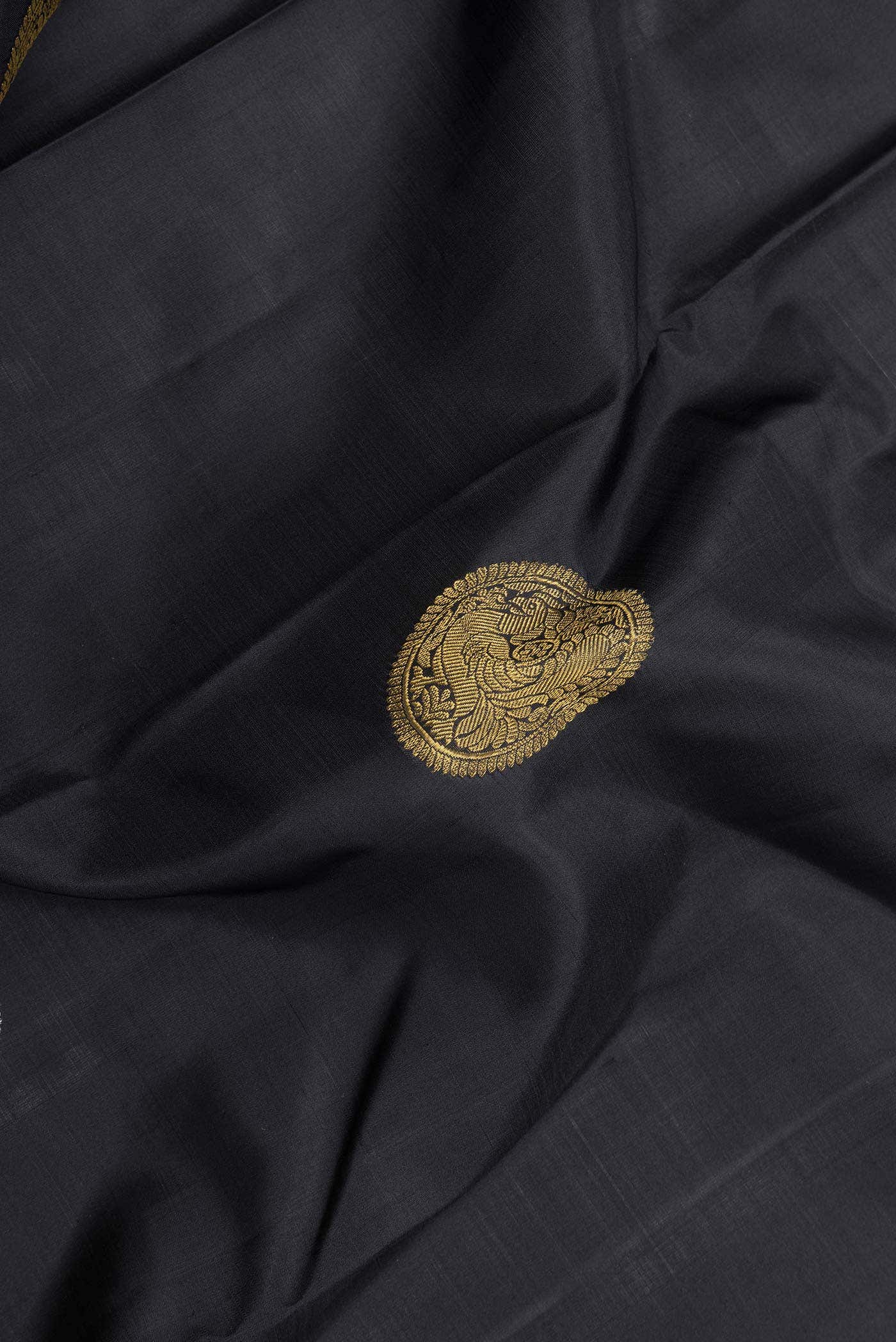 Pure Silk Pure Zari Black Kanchipuram Saree
