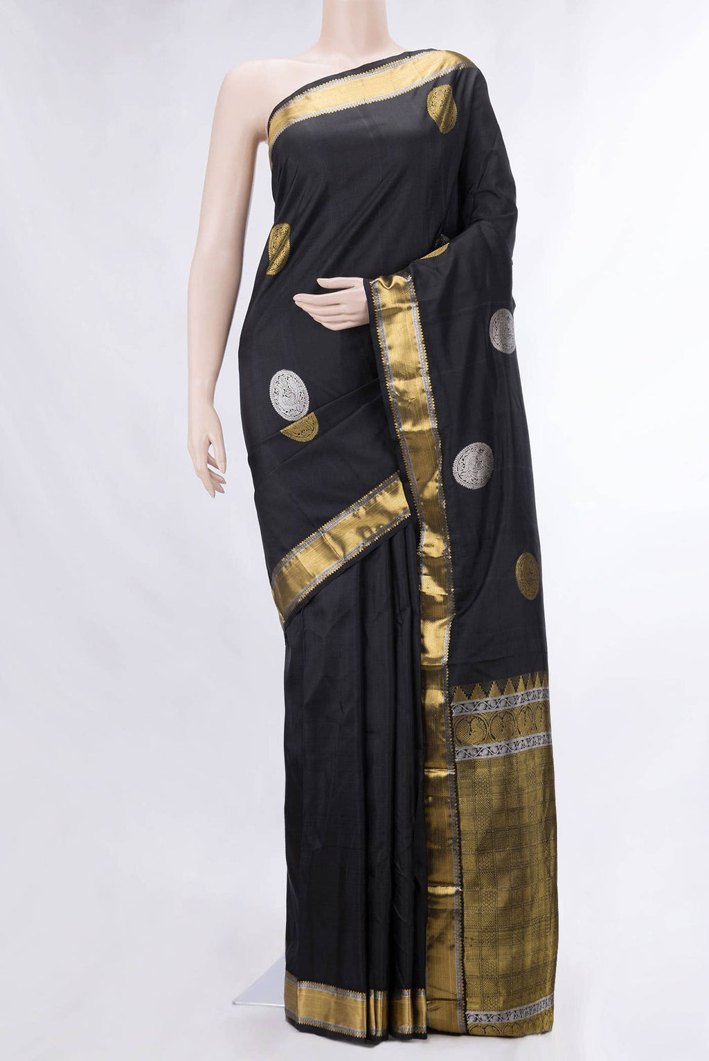 Pure Silk Pure Zari Black Kanchipuram Saree