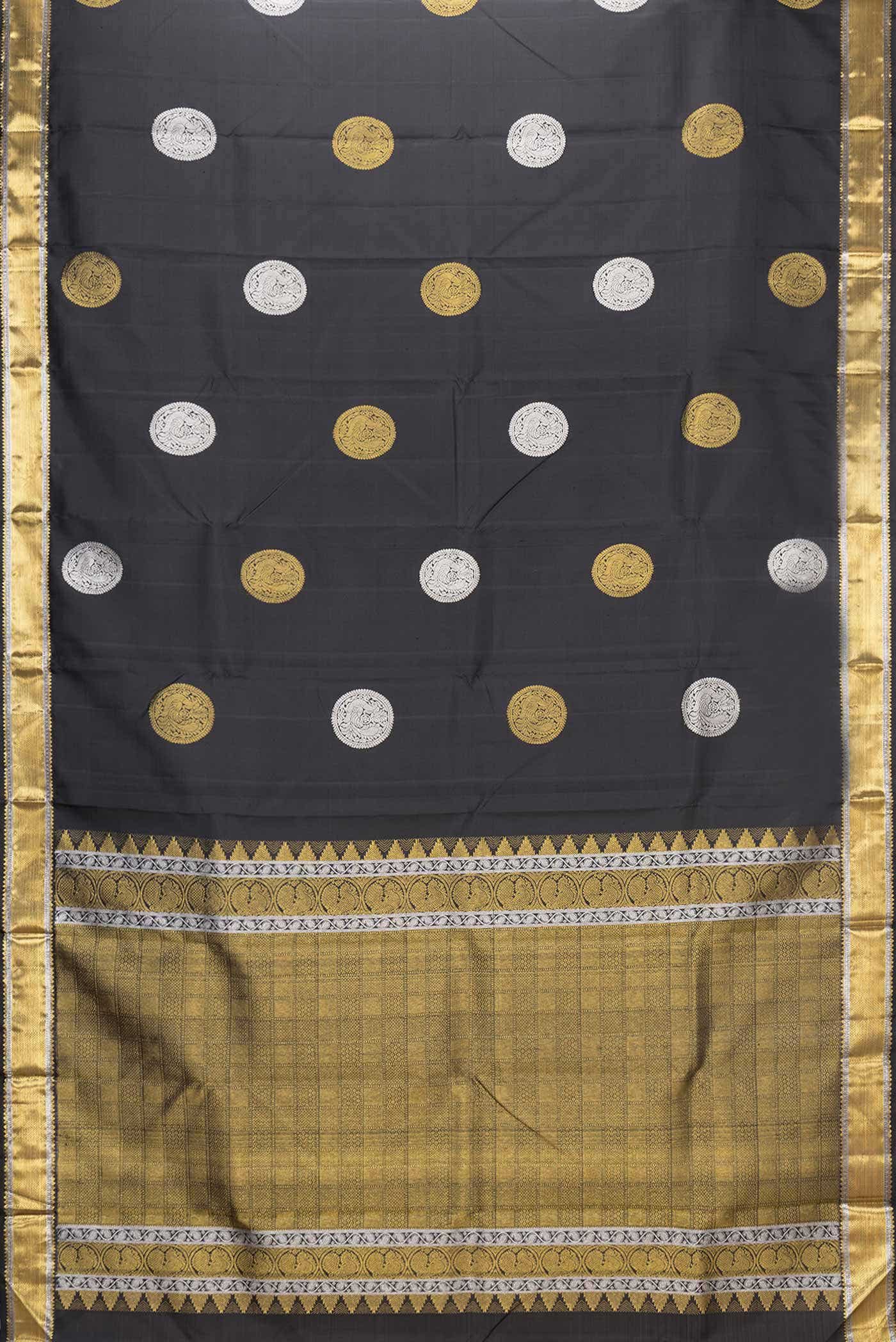 Pure Silk Pure Zari Black Kanchipuram Saree