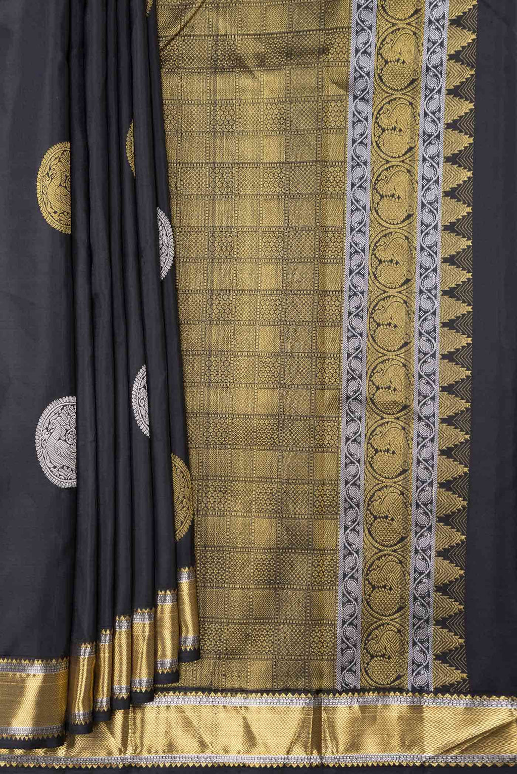 Pure Silk Pure Zari Black Kanchipuram Saree