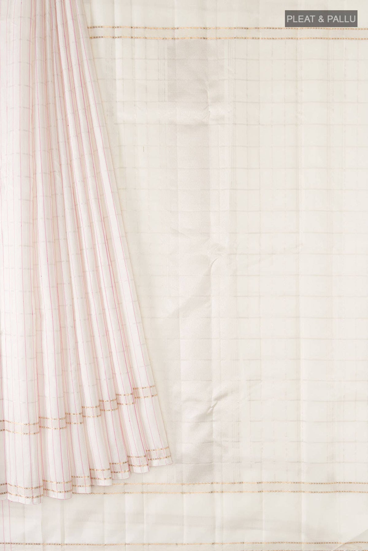 Off White Kanchipuram Silk Saree