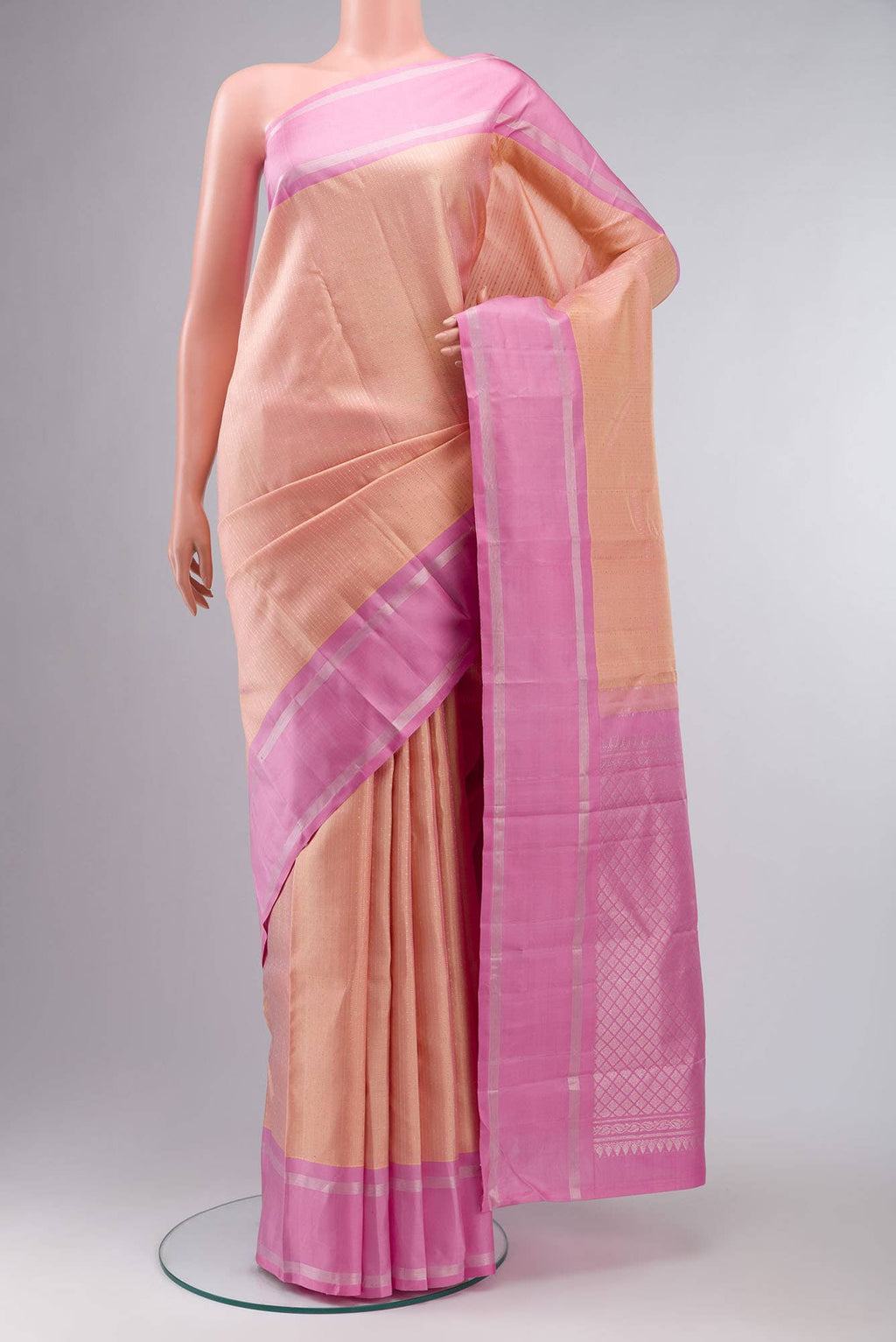 Peach Kanchipuram Silk Saree