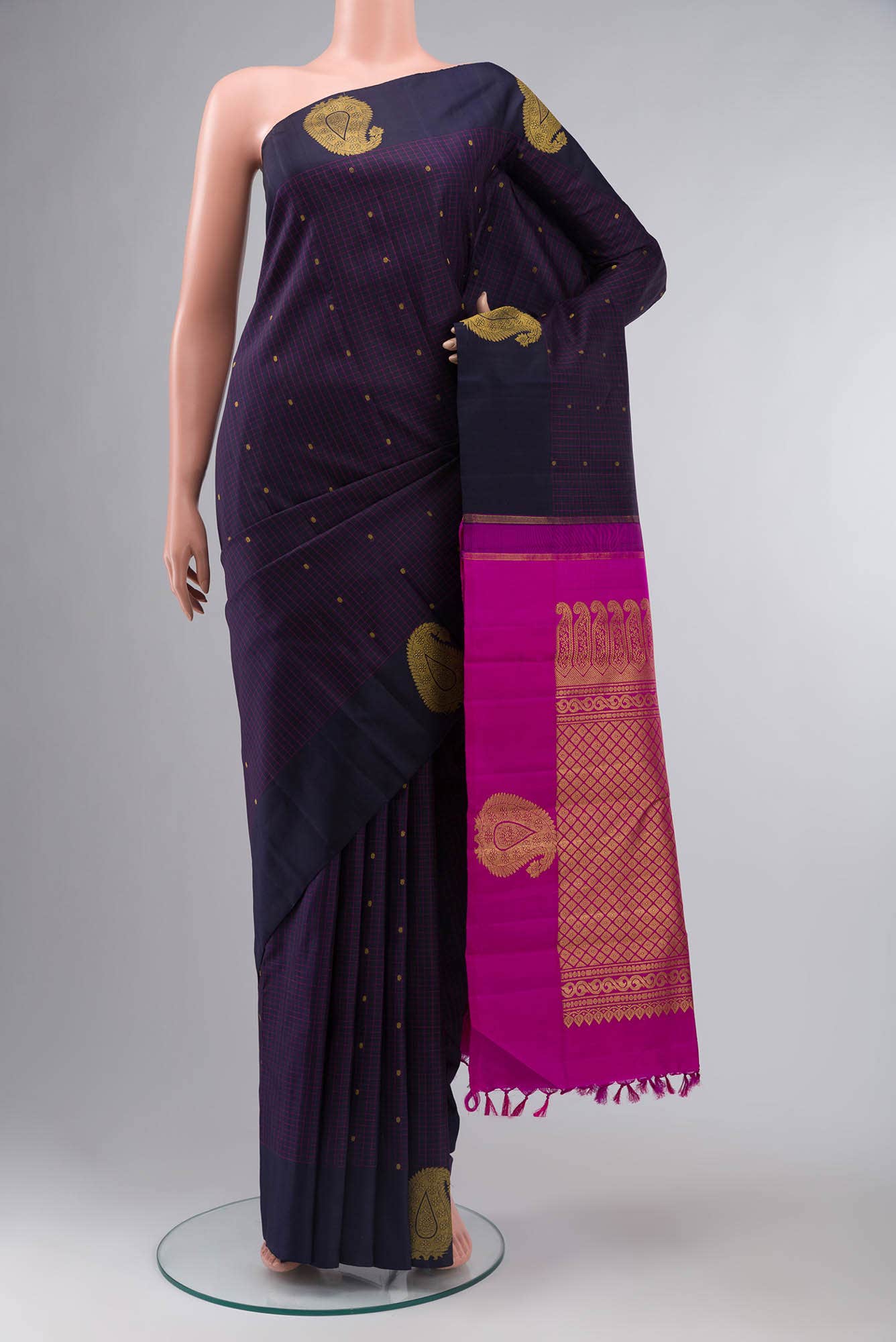 Navy Blue Kanchipuram Silk Saree