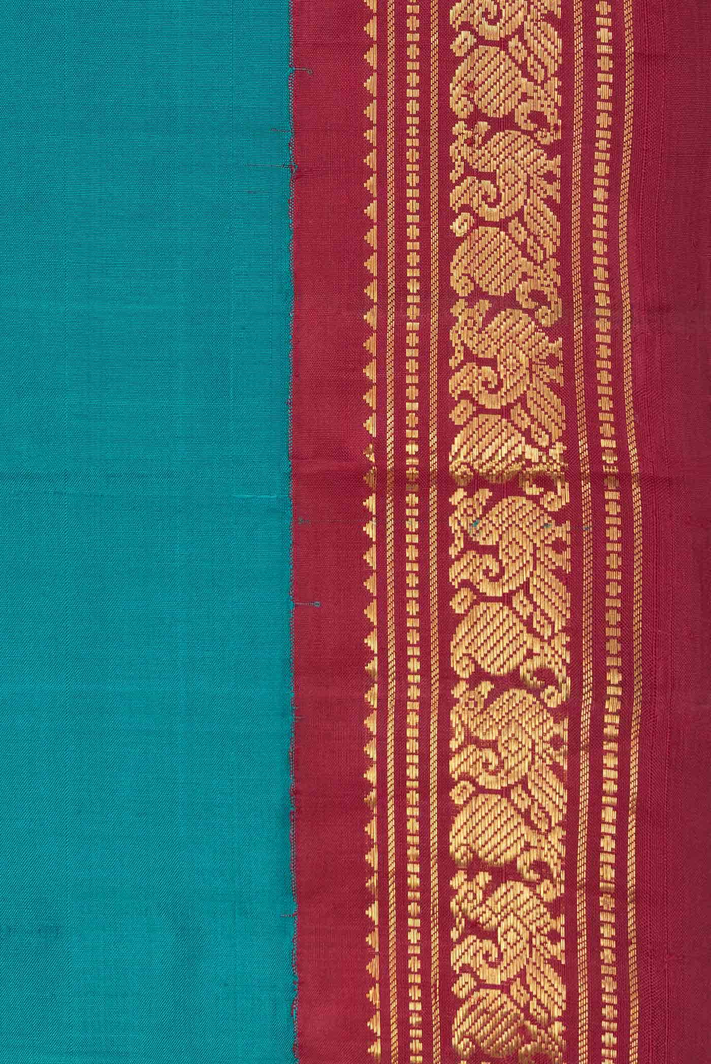Pure Silk Pure Zari Green Dual Tone Kanchipuram Saree