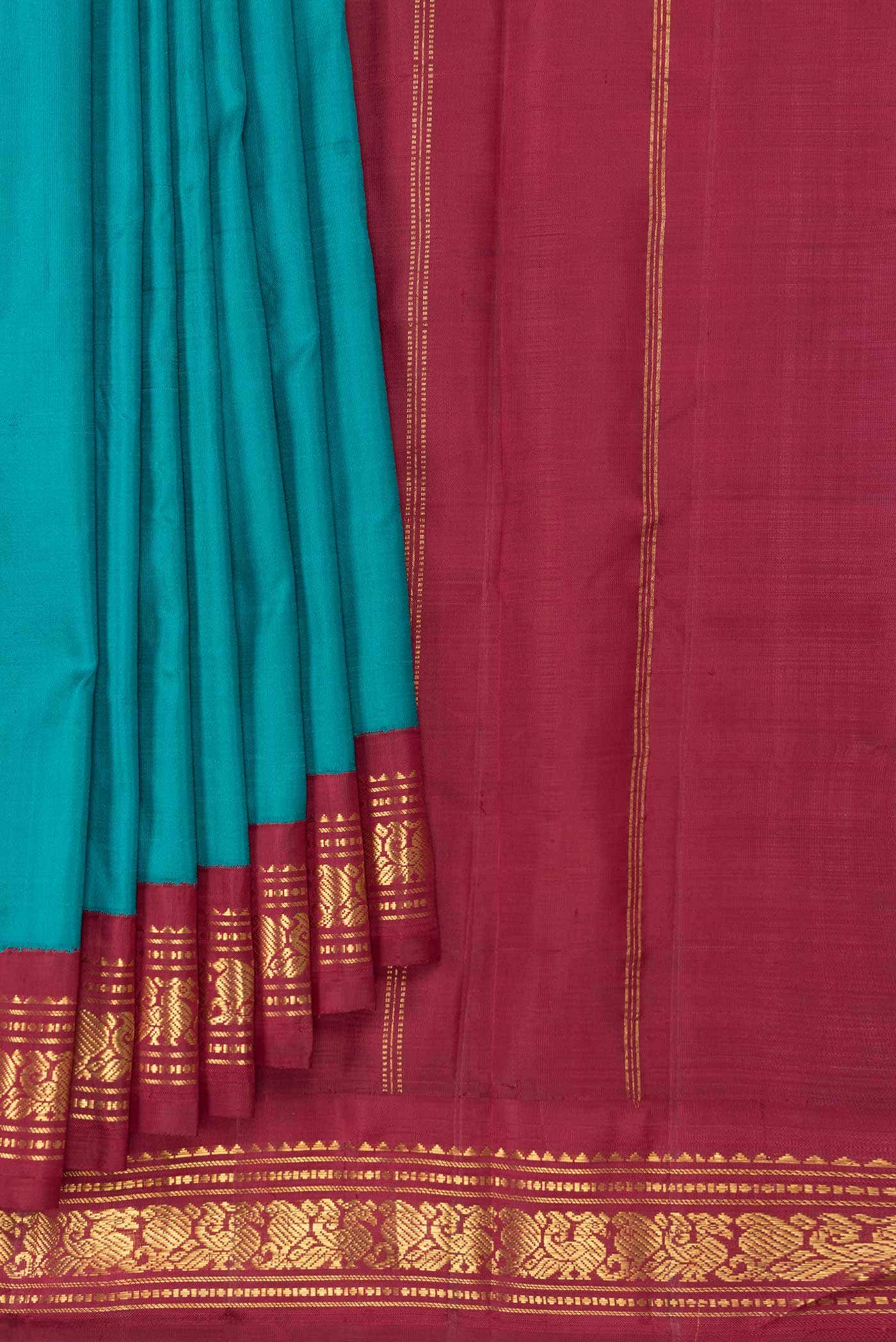 Pure Silk Pure Zari Green Dual Tone Kanchipuram Saree