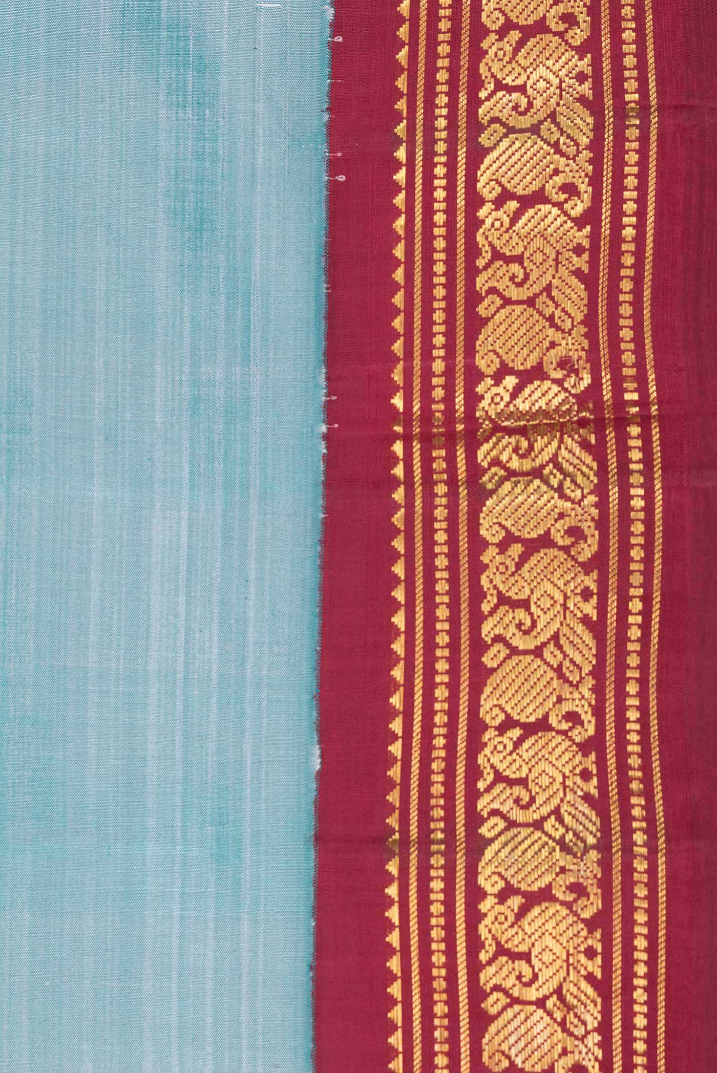 Pure Silk Pure Zari Blue Dual Tone Kanchipuram Saree