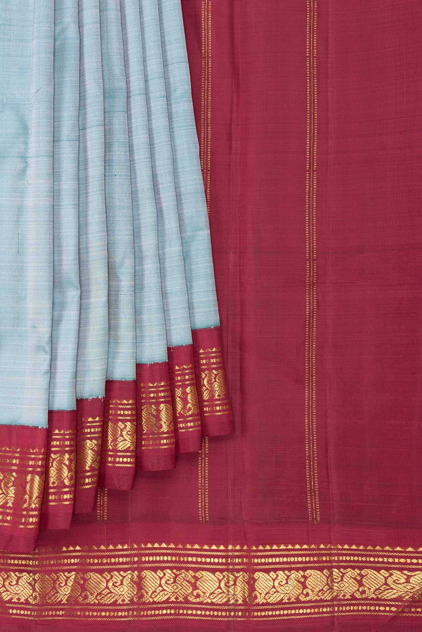 Pure Silk Pure Zari Blue Dual Tone Kanchipuram Saree