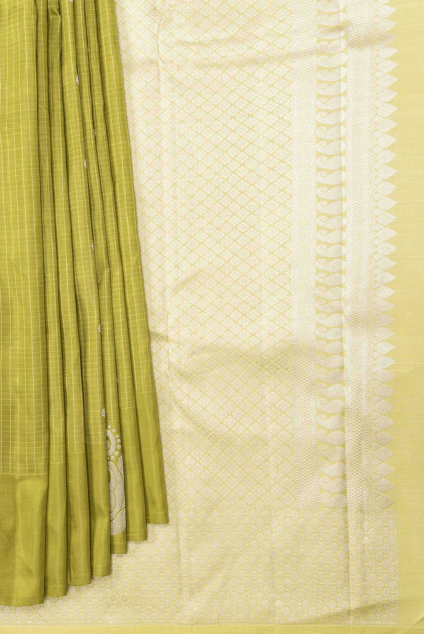 Pure Silk Pure Zari Green Dual Tone Kanchipuram Saree