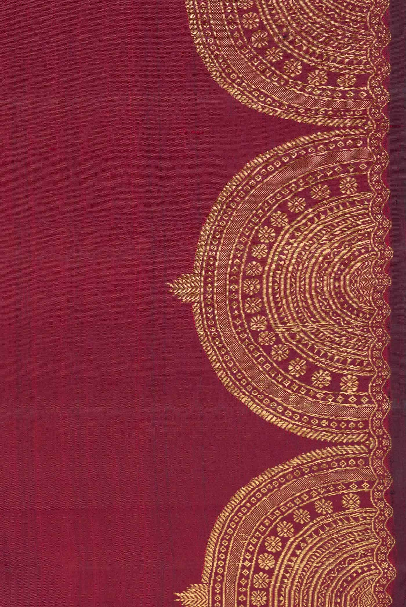 Pure Silk Pure Zari Maroon Dual Tone Kanchipuram Saree