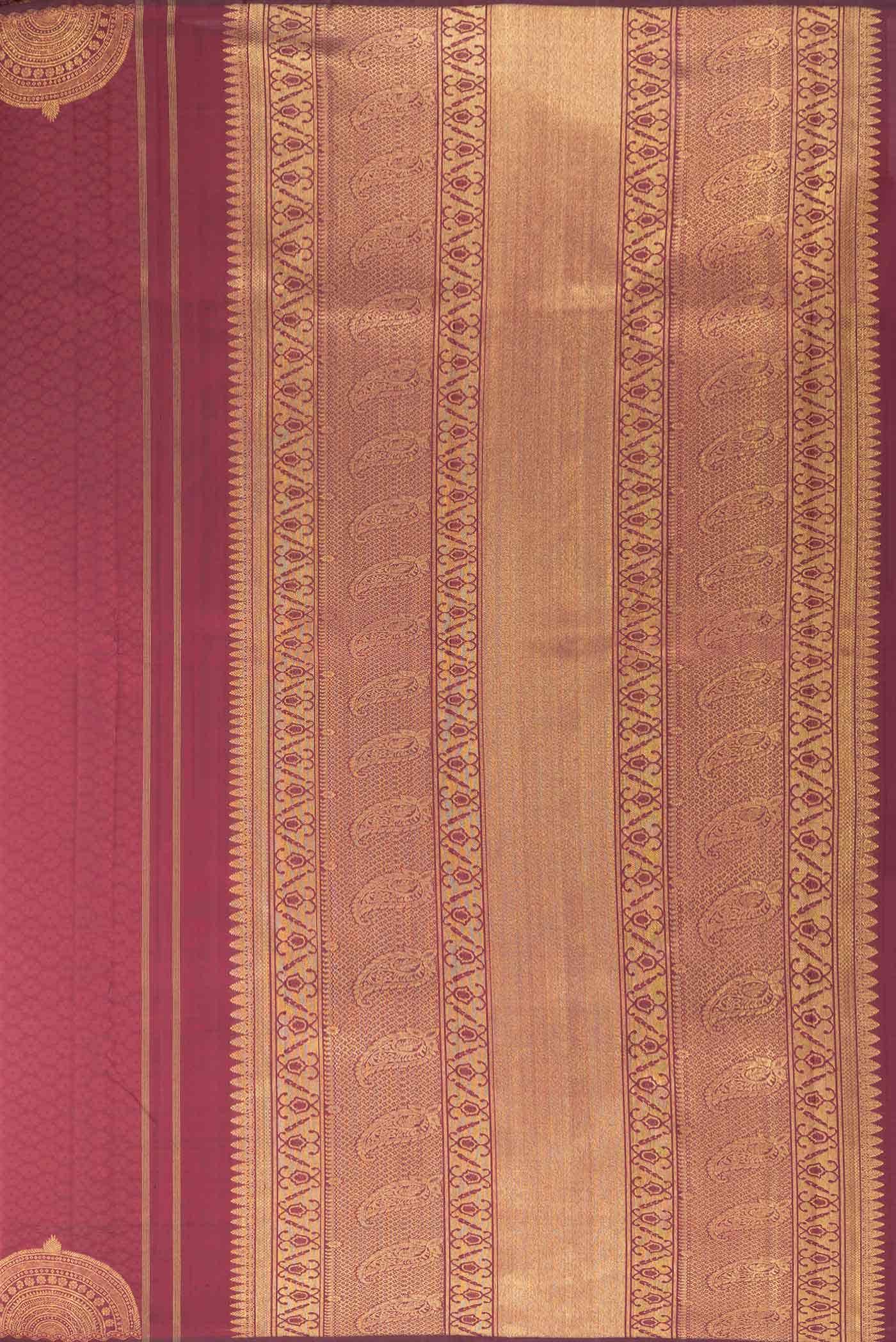 Pure Silk Pure Zari Maroon Dual Tone Kanchipuram Saree