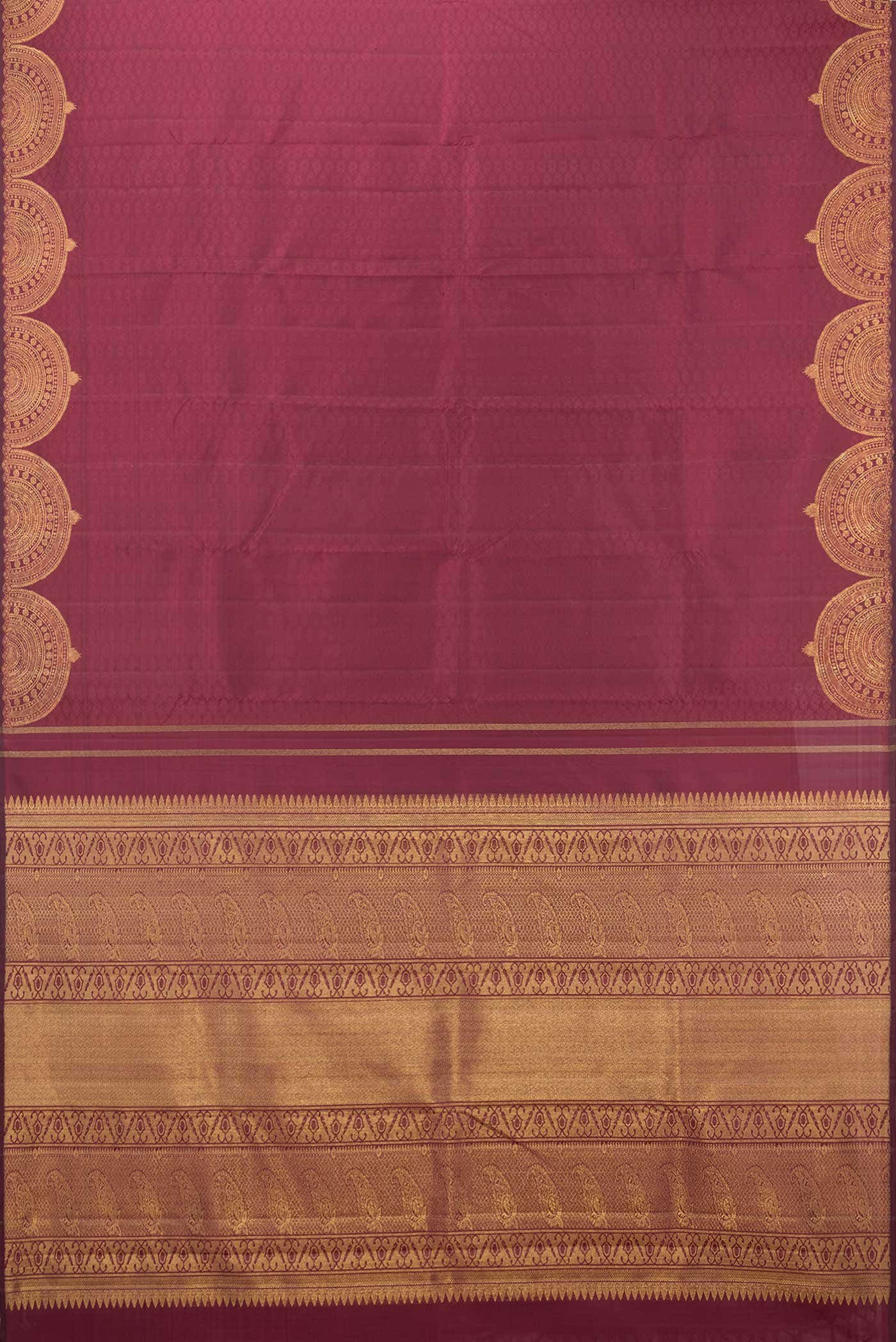 Pure Silk Pure Zari Maroon Dual Tone Kanchipuram Saree