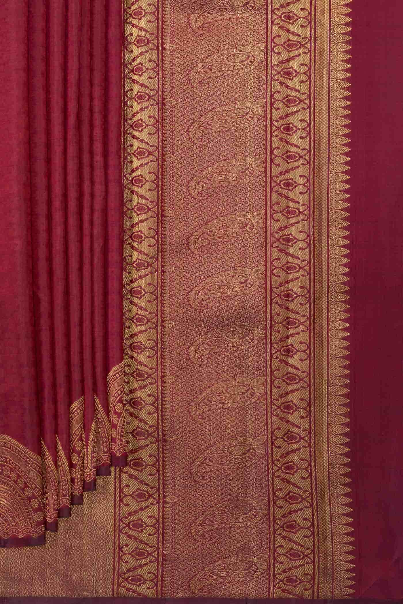 Pure Silk Pure Zari Maroon Dual Tone Kanchipuram Saree