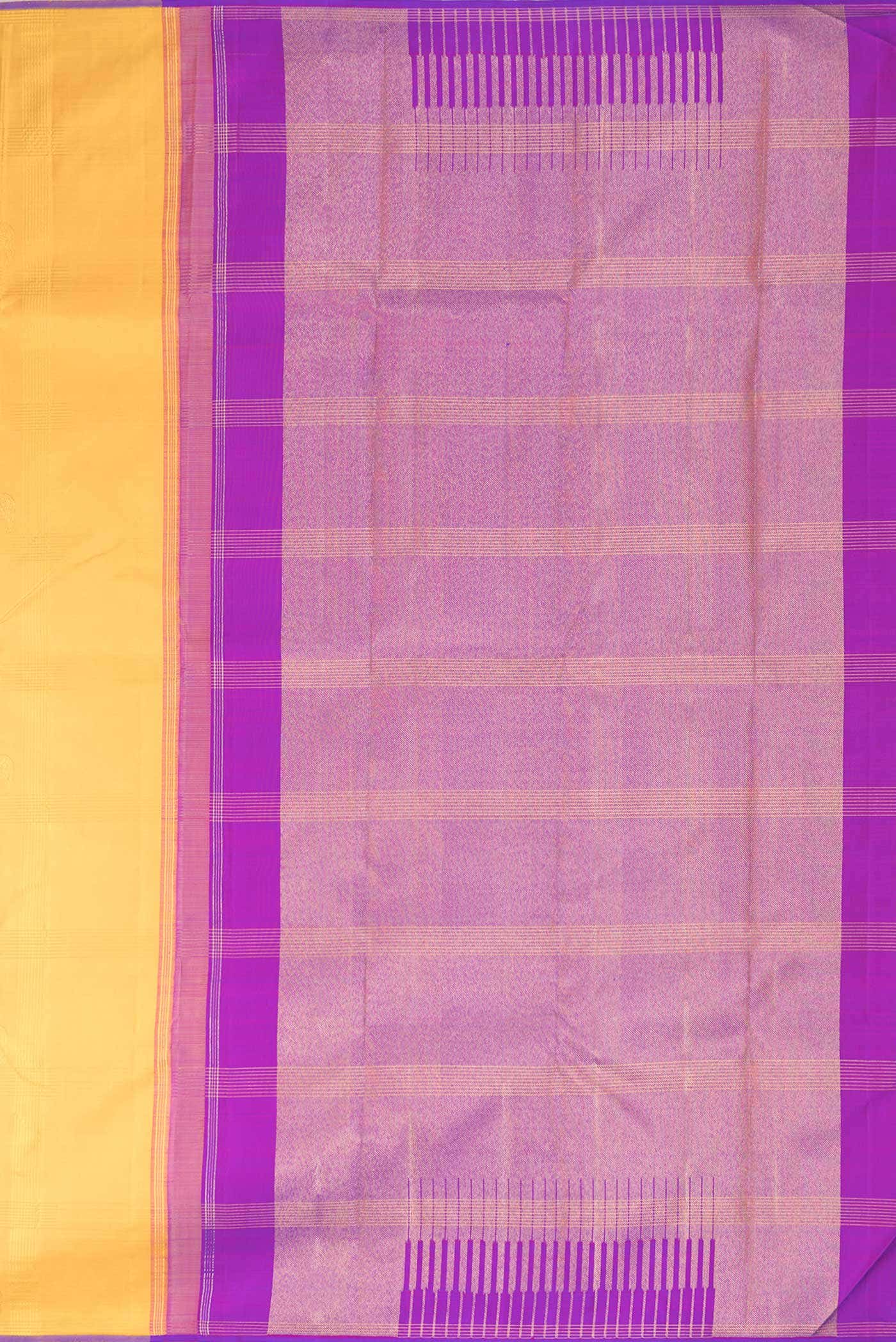 Pure Silk Pure Zari Mustard Dual Tone Kanchipuram Saree
