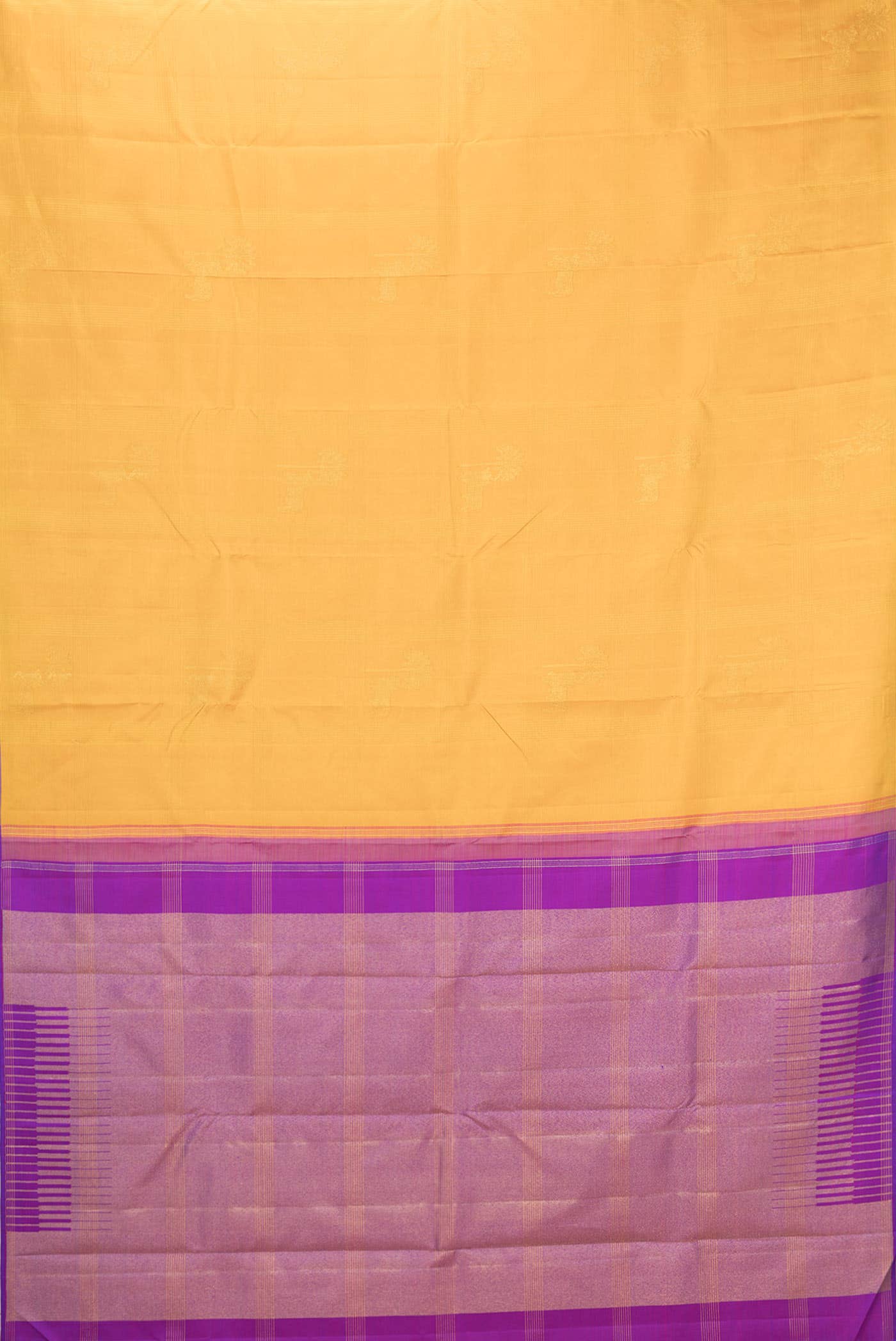 Pure Silk Pure Zari Mustard Dual Tone Kanchipuram Saree
