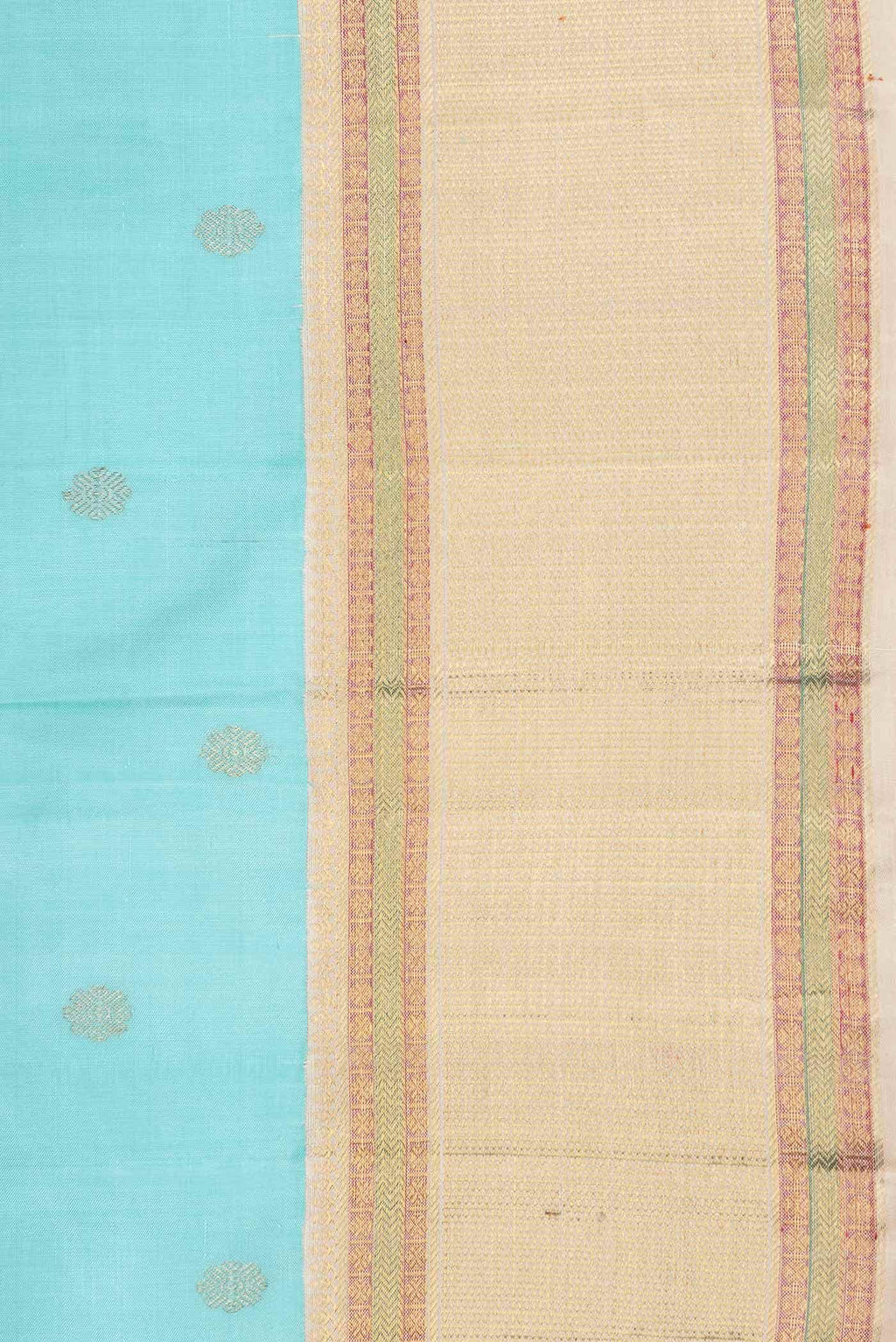 Pure Silk Pure Zari Light Blue Dual Tone Kanchipuram Saree