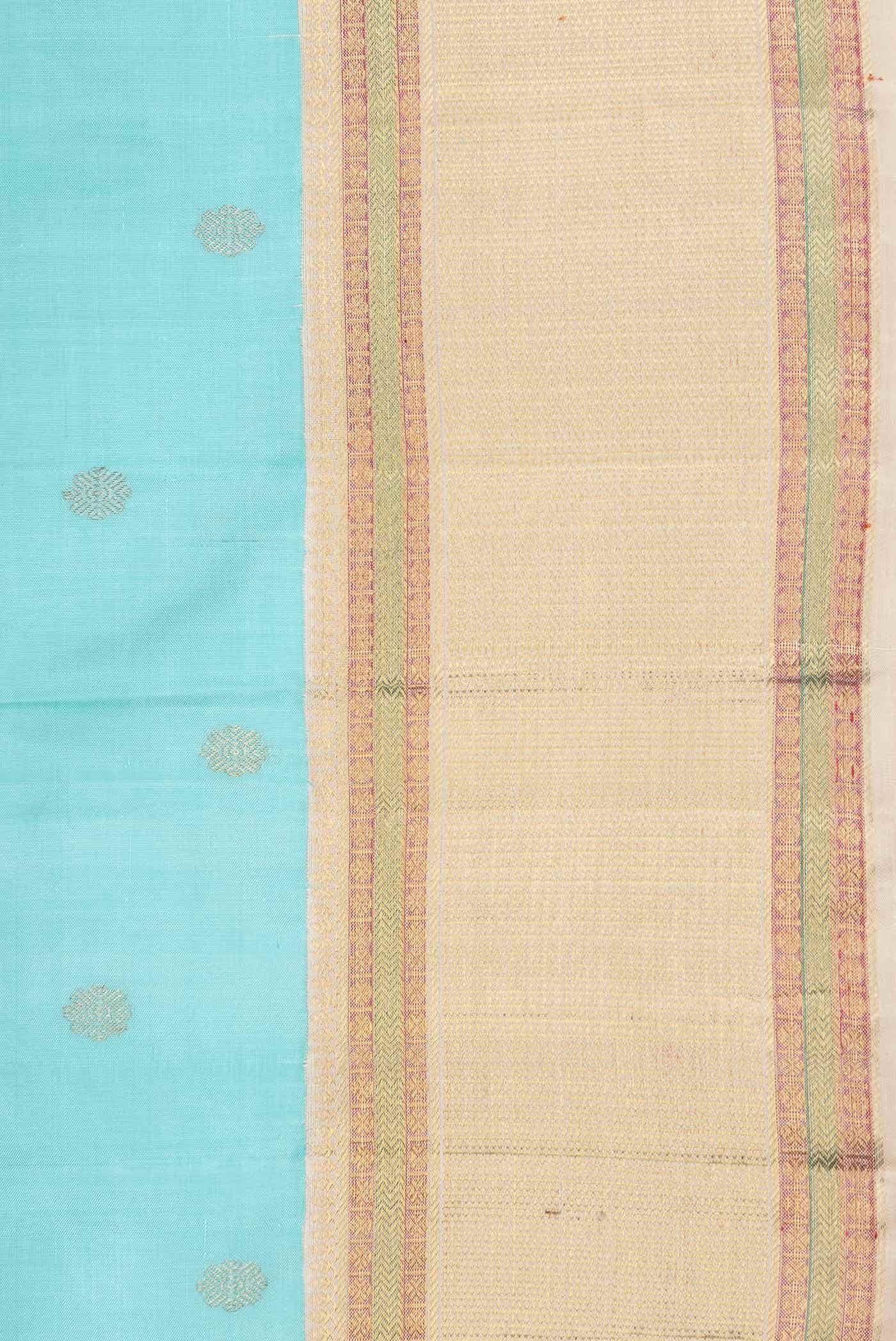 Pure Silk Pure Zari Light Blue Dual Tone Kanchipuram Saree