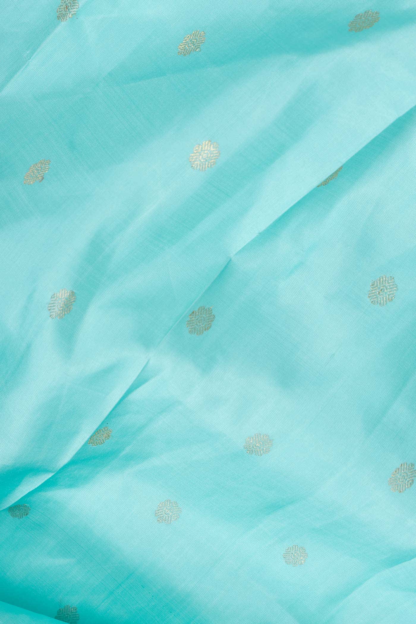 Pure Silk Pure Zari Light Blue Dual Tone Kanchipuram Saree