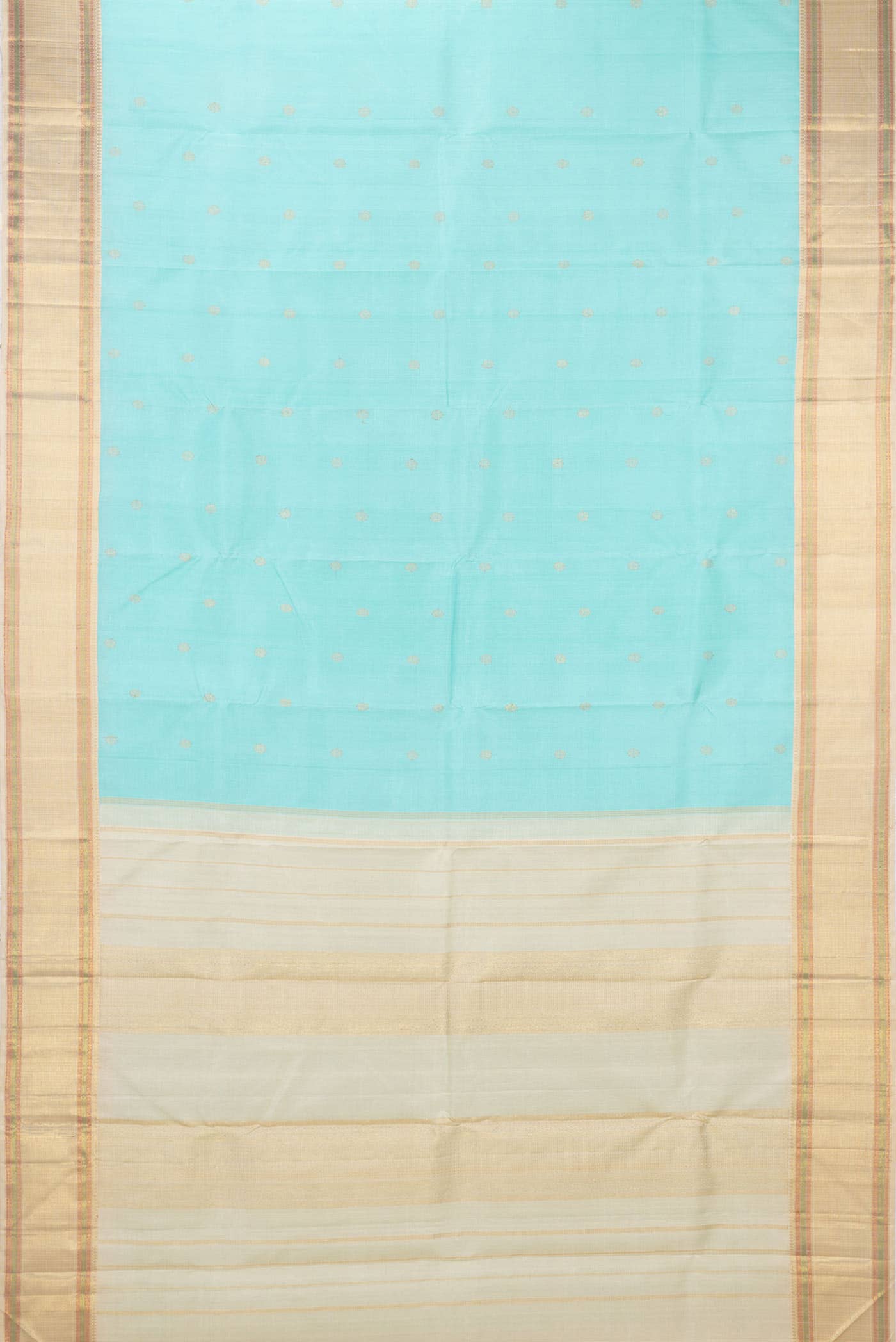 Pure Silk Pure Zari Light Blue Dual Tone Kanchipuram Saree