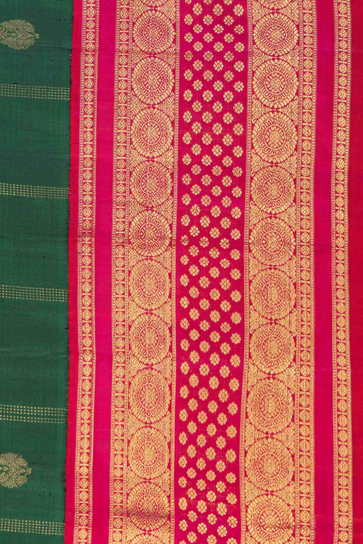 Pure Silk Pure Zari Green Dual Tone Kanchipuram Saree