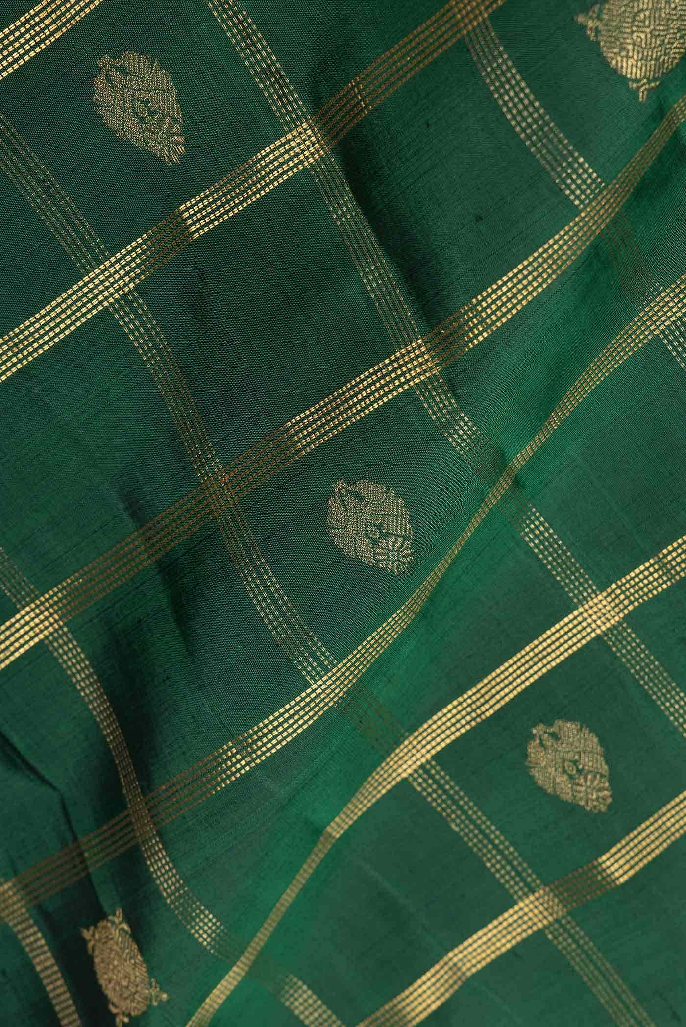 Pure Silk Pure Zari Green Dual Tone Kanchipuram Saree