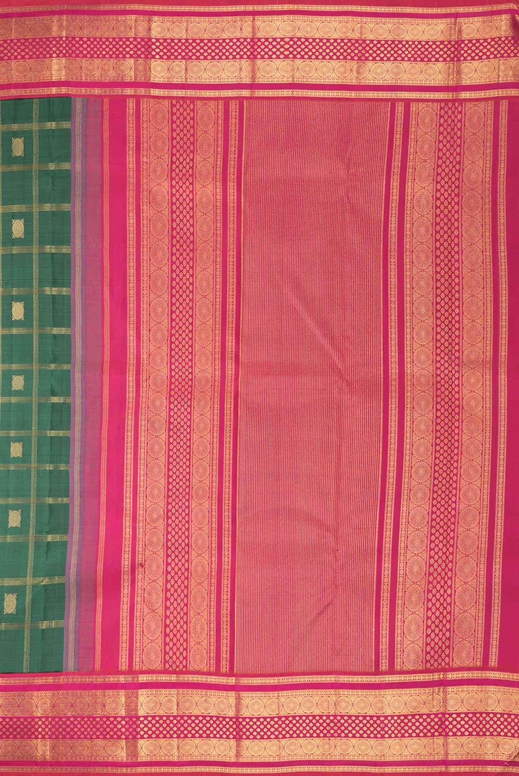Pure Silk Pure Zari Green Dual Tone Kanchipuram Saree