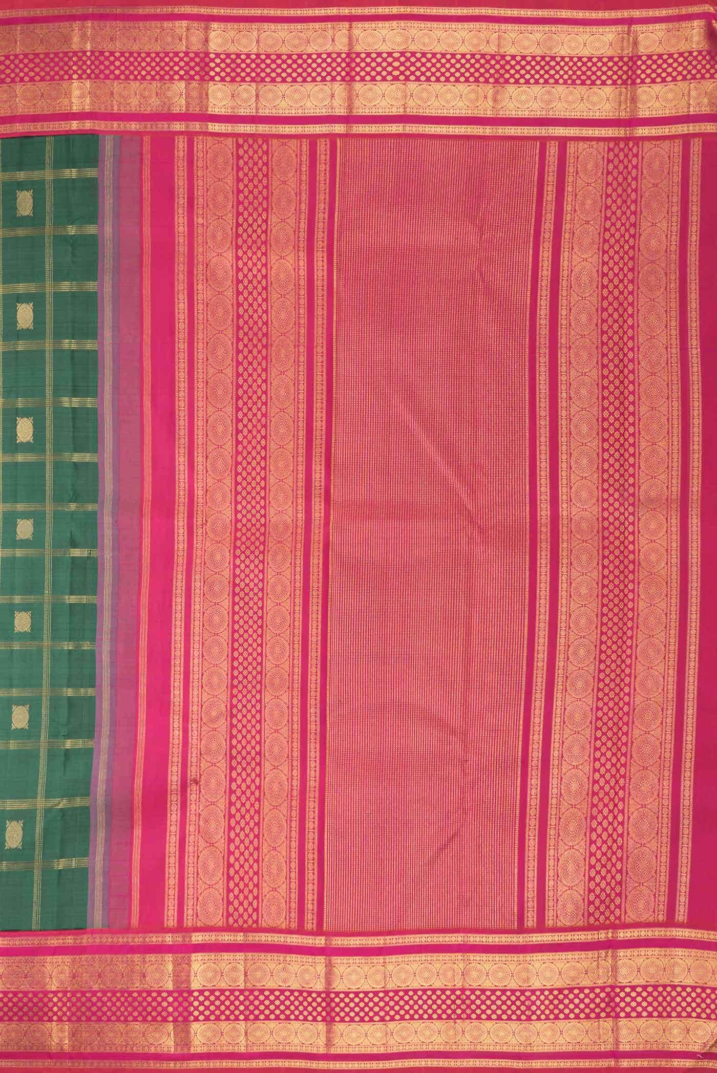 Pure Silk Pure Zari Green Dual Tone Kanchipuram Saree