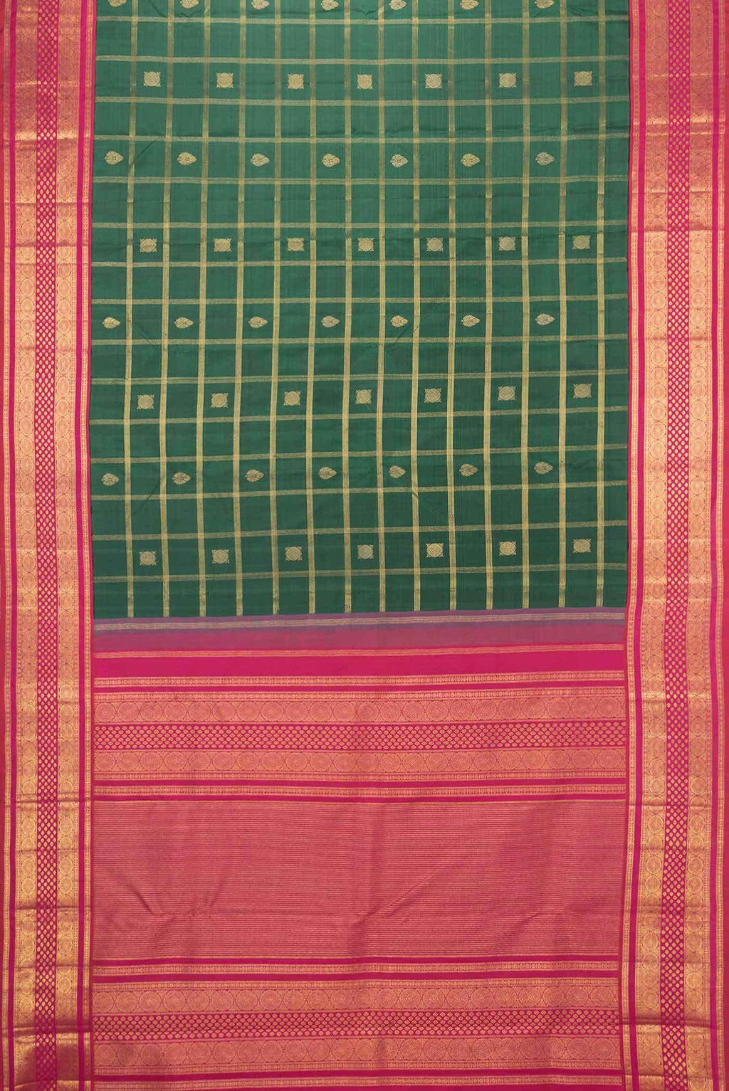 Pure Silk Pure Zari Green Dual Tone Kanchipuram Saree