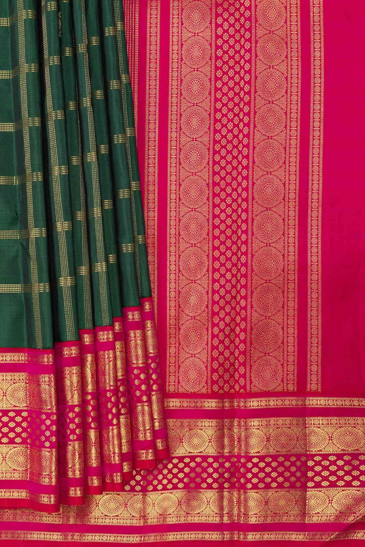 Pure Silk Pure Zari Green Dual Tone Kanjivaram Saree