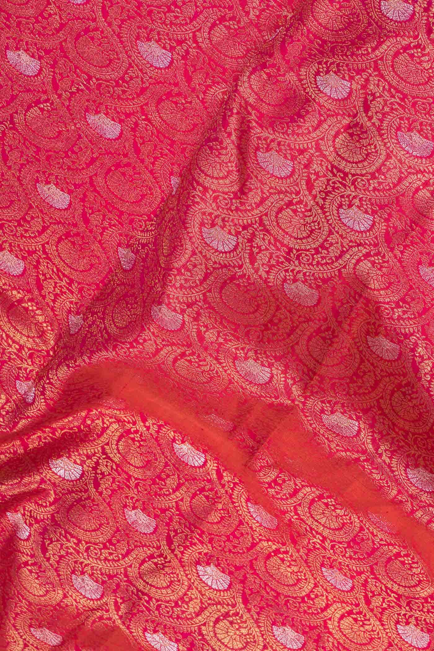 Pure Silk Pure Zari Dark Pink Dual Tone Kanjivaram Saree