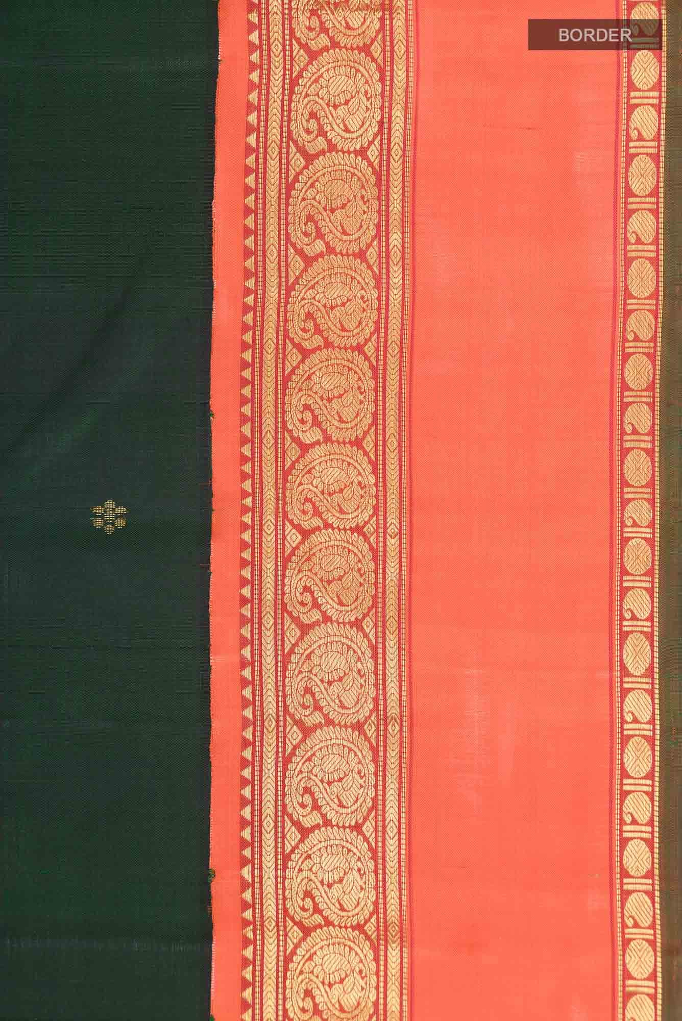Bottle Green Kanchipuram Silk Saree
