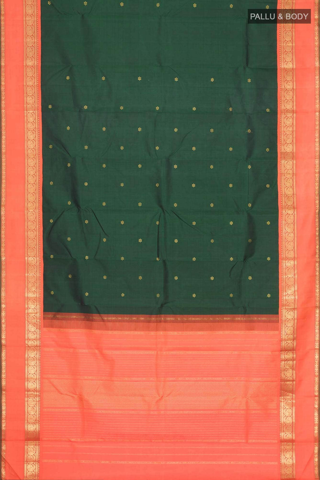 Bottle Green Kanchipuram Silk Saree