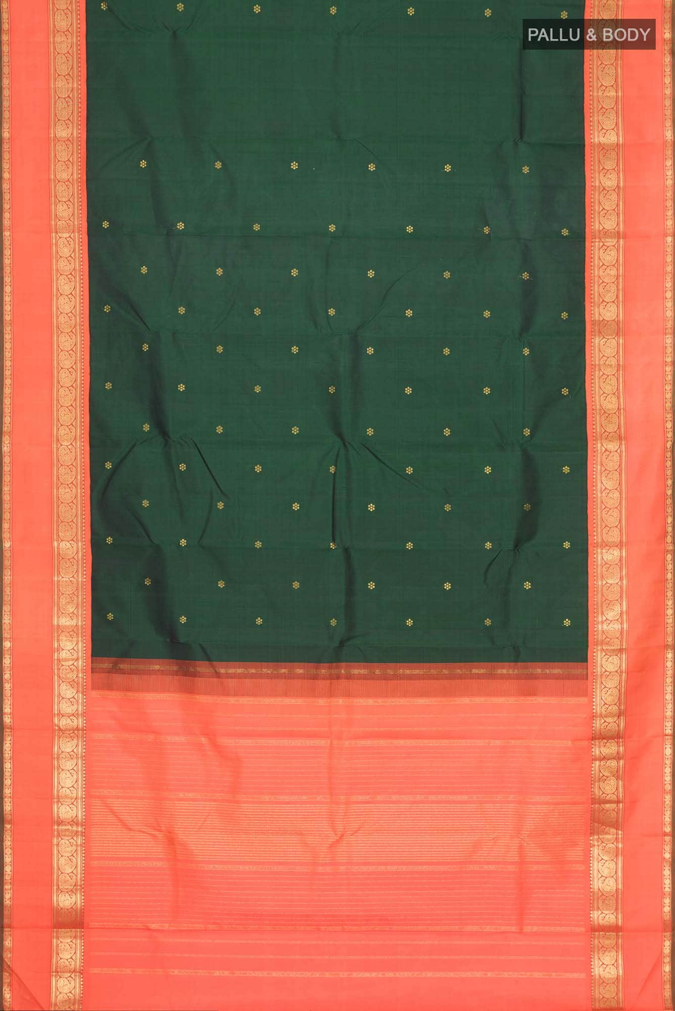 Bottle Green Kanchipuram Silk Saree
