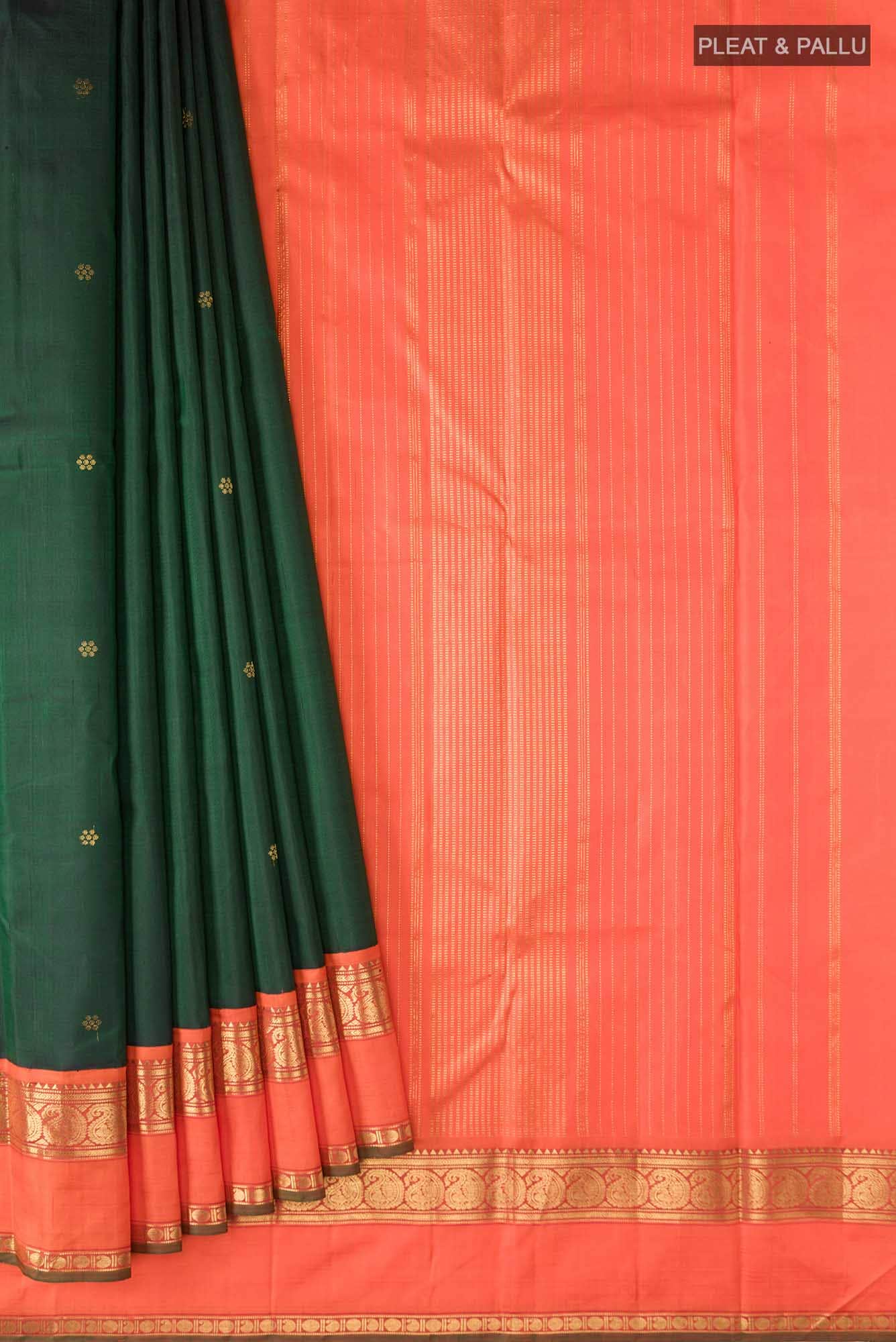 Bottle Green Kanchipuram Silk Saree