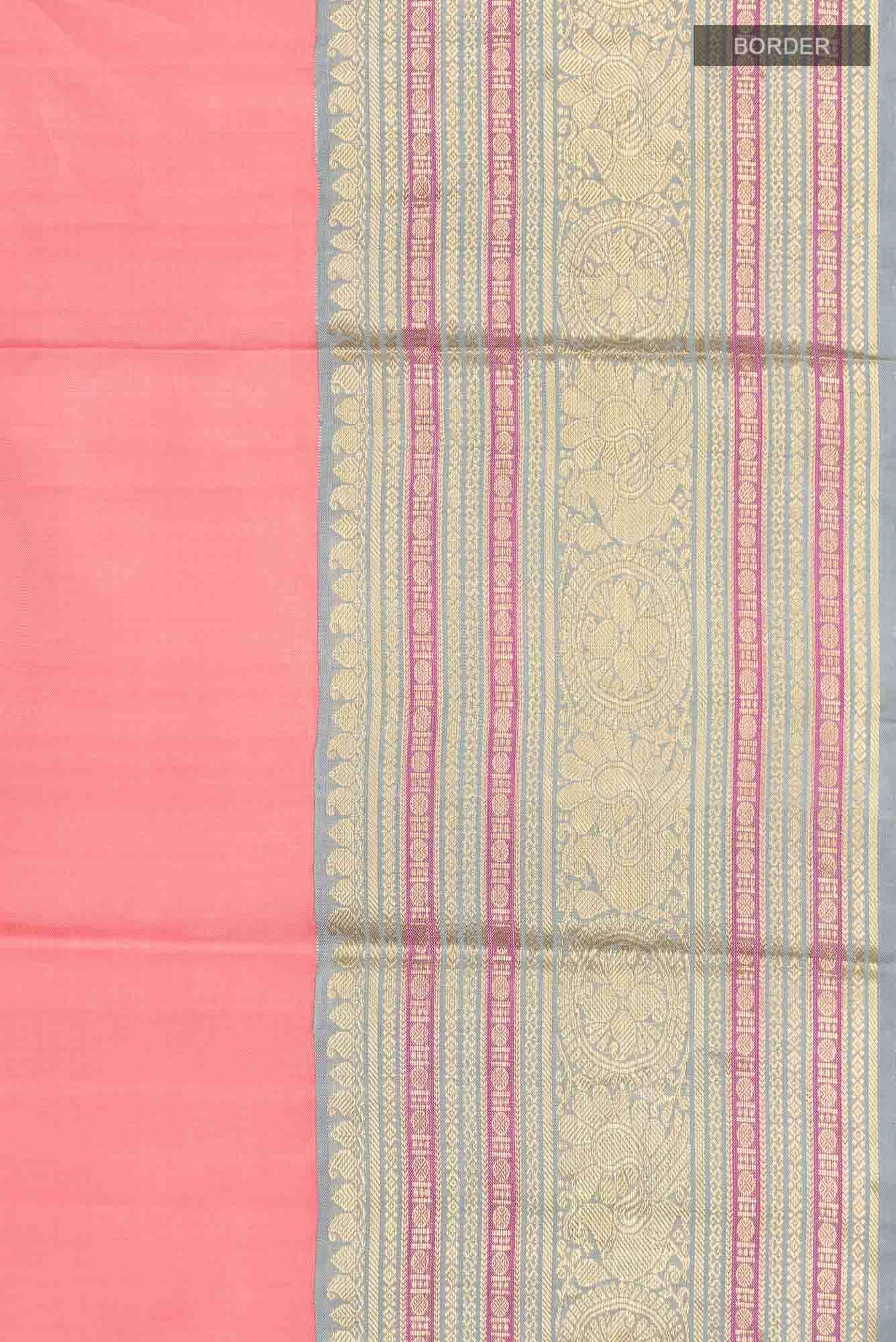 Coral Kanchipuram Silk Saree