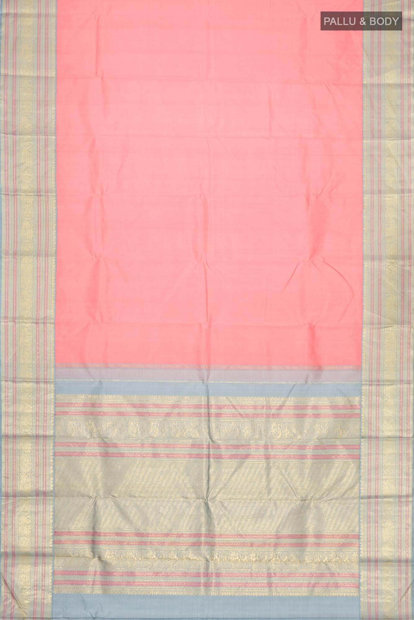 Coral Kanchipuram Silk Saree
