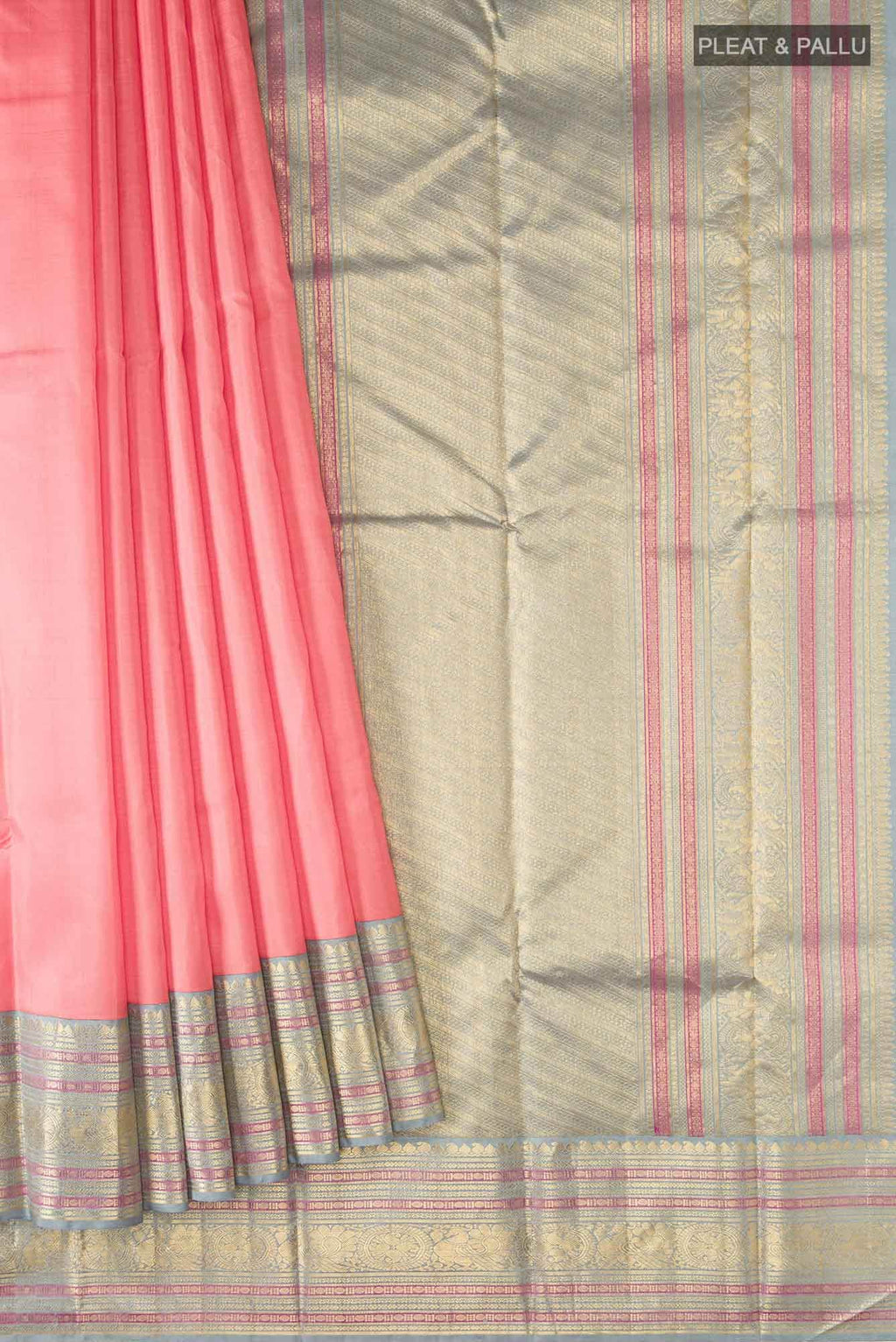 Coral Kanchipuram Silk Saree