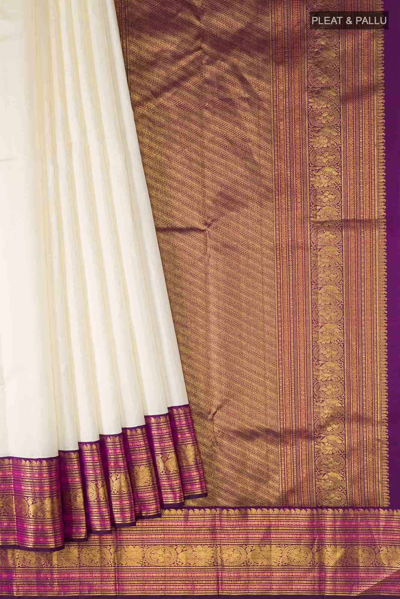 Cream Kanchipuram Silk Saree