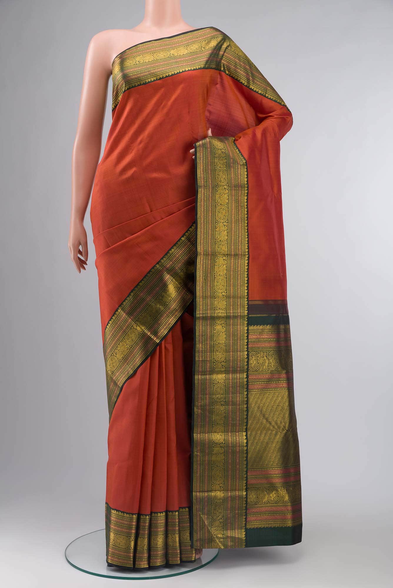 Orange Kanchipuram Silk Saree