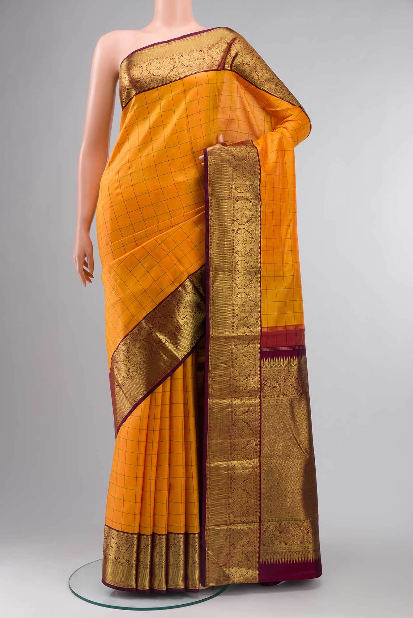 Yellow Kanchipuram Silk Saree