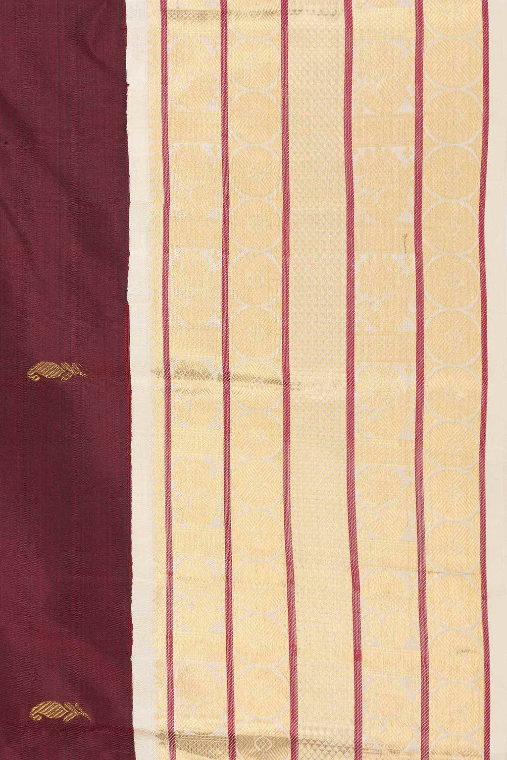 Pure Silk Pure Zari Maroon Dual Tone Kanchipuram Saree