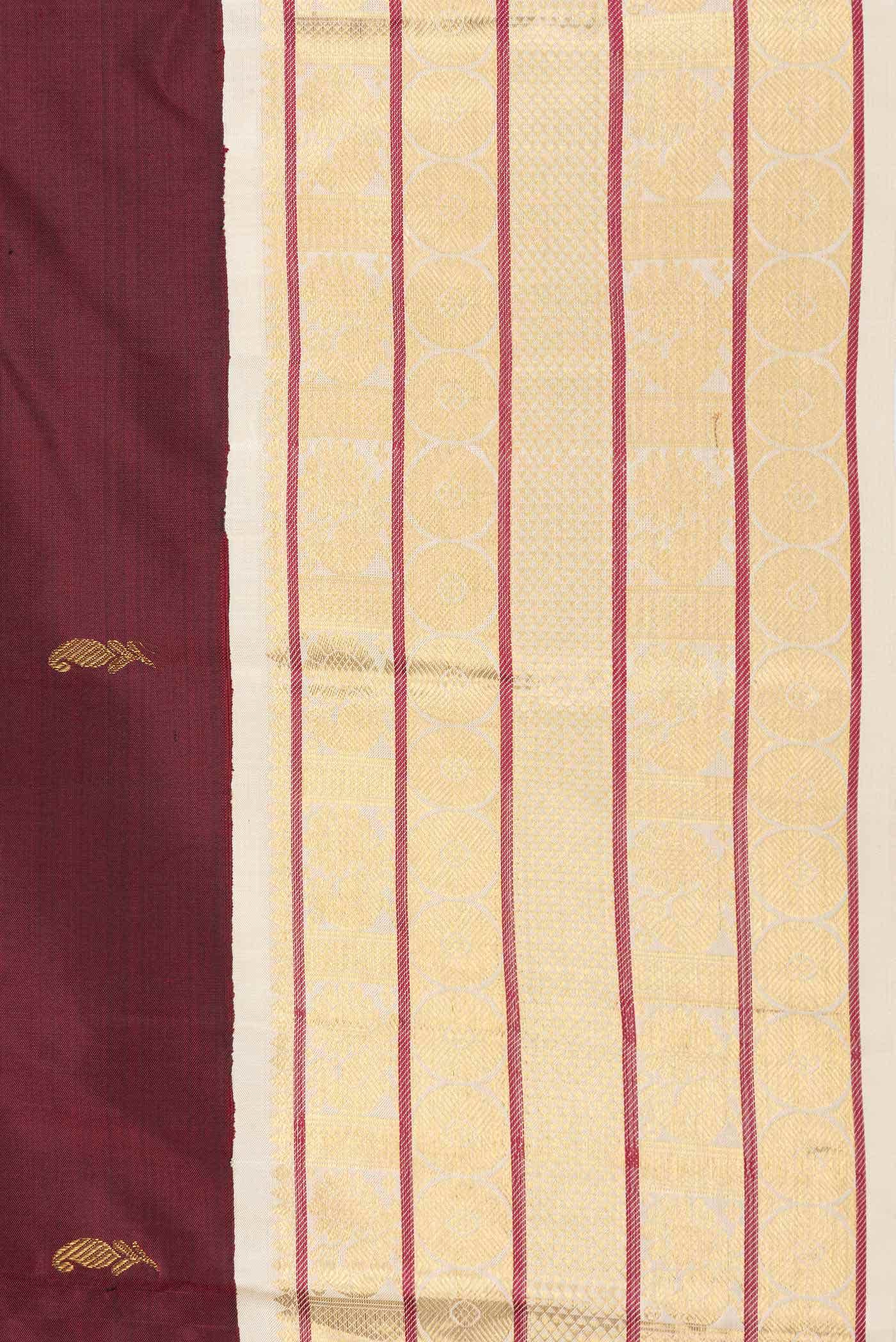 Pure Silk Pure Zari Maroon Dual Tone Kanchipuram Saree