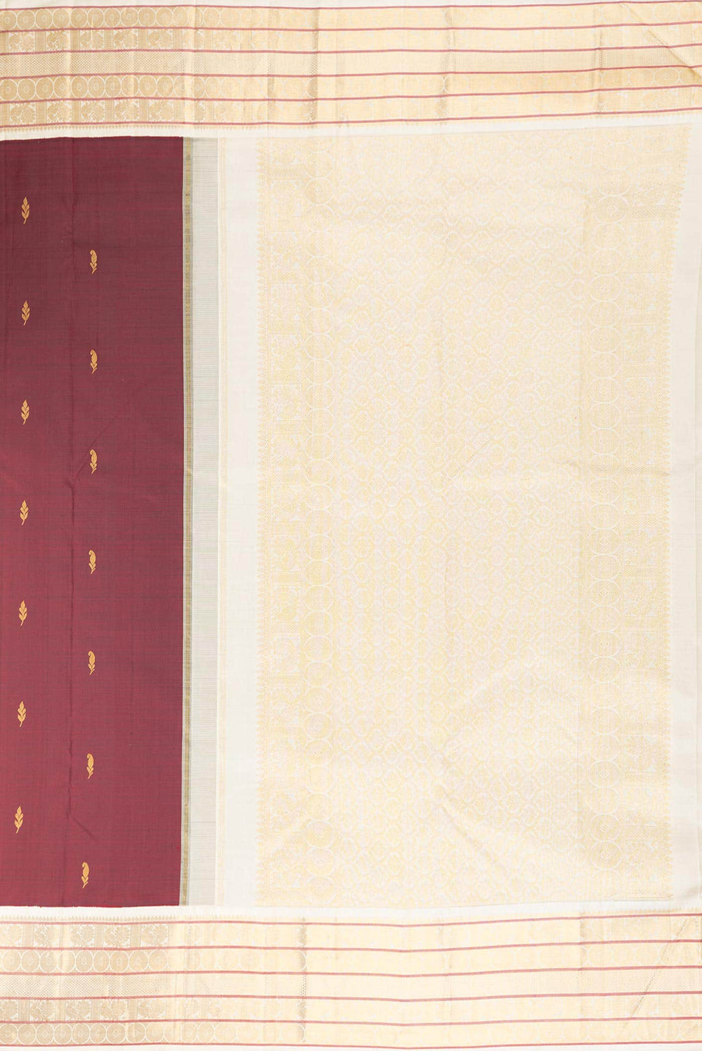 Pure Silk Pure Zari Maroon Dual Tone Kanchipuram Saree