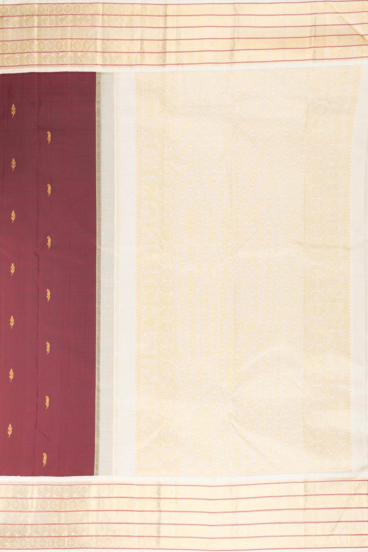 Pure Silk Pure Zari Maroon Dual Tone Kanchipuram Saree