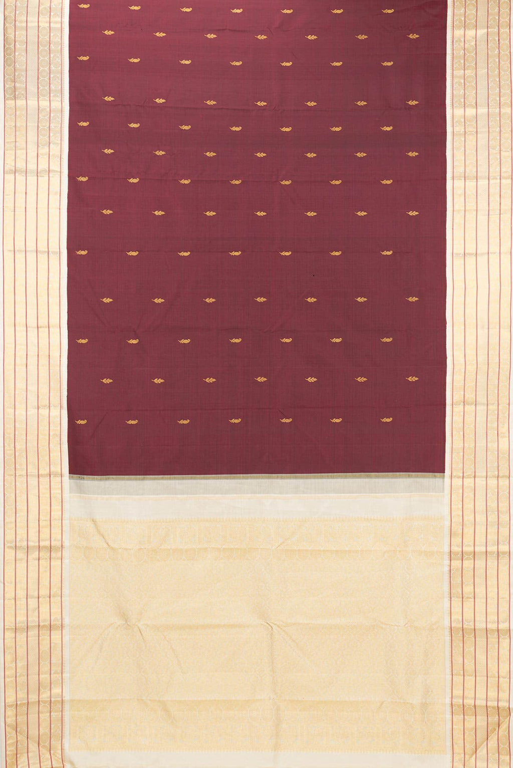 Pure Silk Pure Zari Maroon Dual Tone Kanchipuram Saree