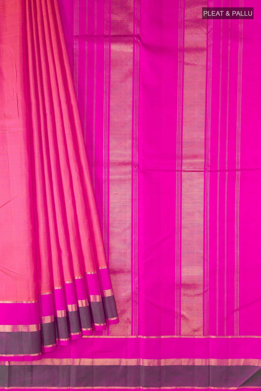 Orange with Pink Dual Tone Kanchipuram Silk Saree