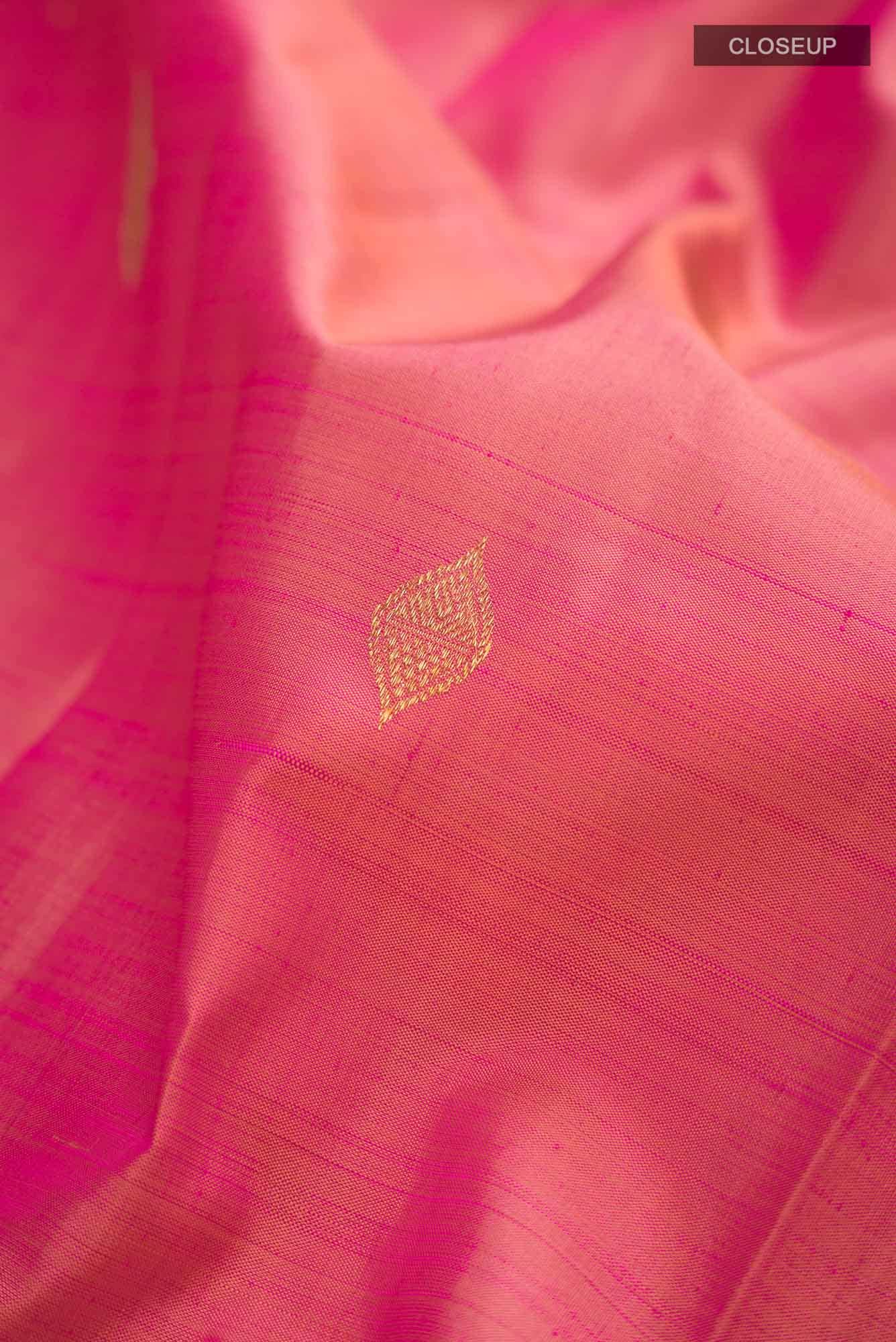 Orange with Pink Dual Tone Kanchipuram Silk Saree