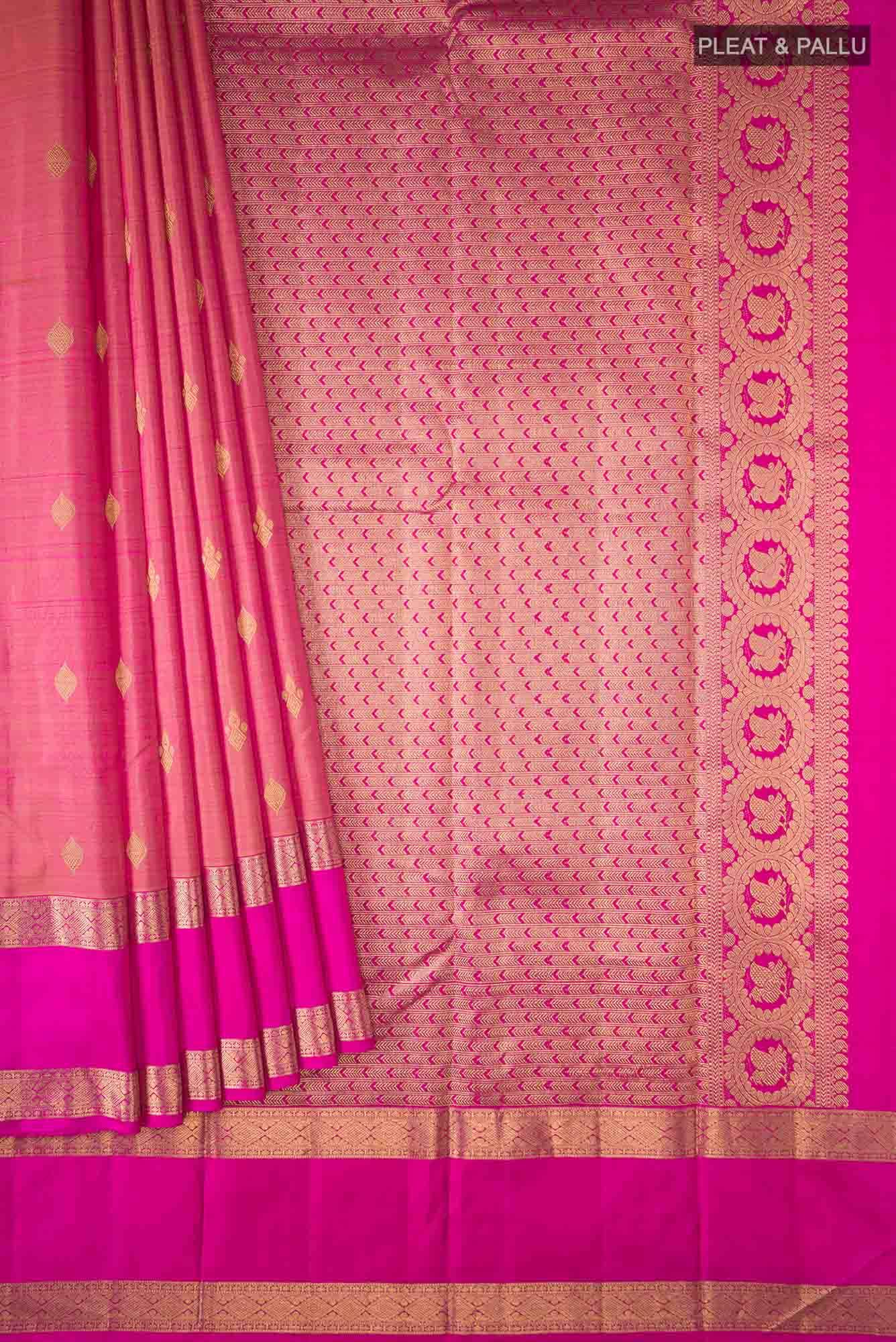 Orange with Pink Dual Tone Kanchipuram Silk Saree