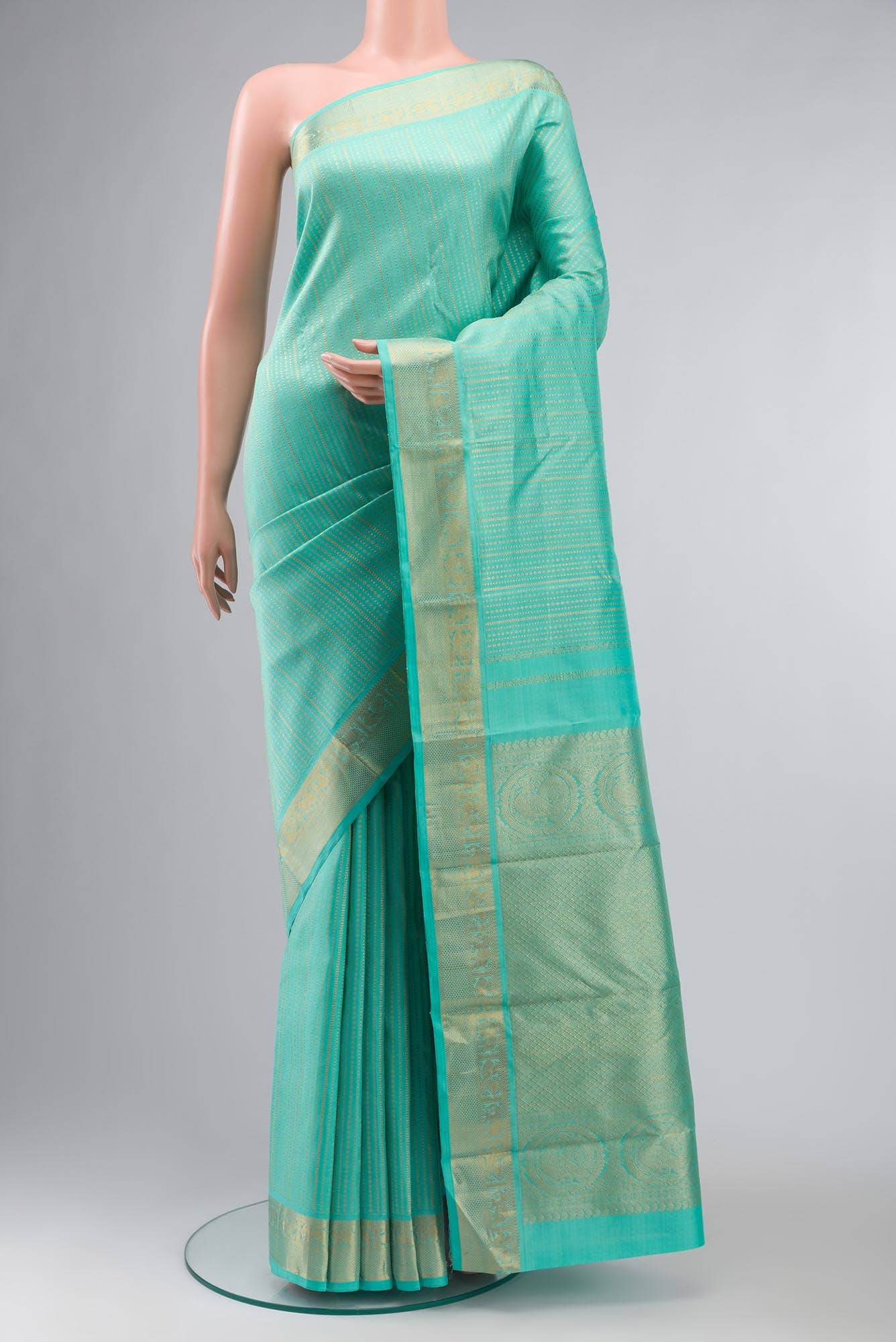 Sea Green Kanchipuram Silk Saree