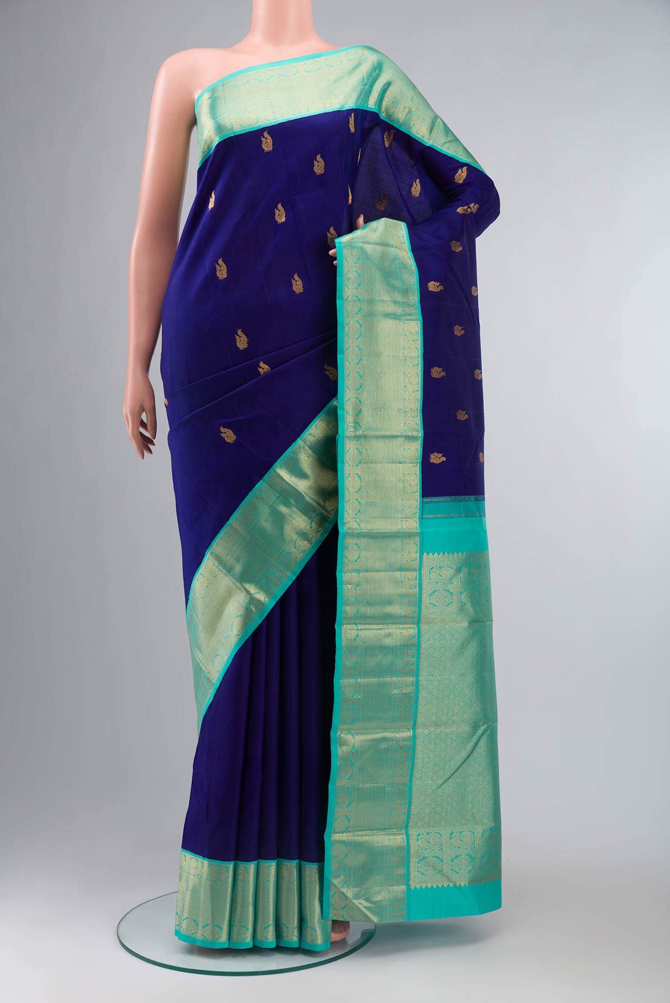 Navy Blue Kanchipuram Silk Saree