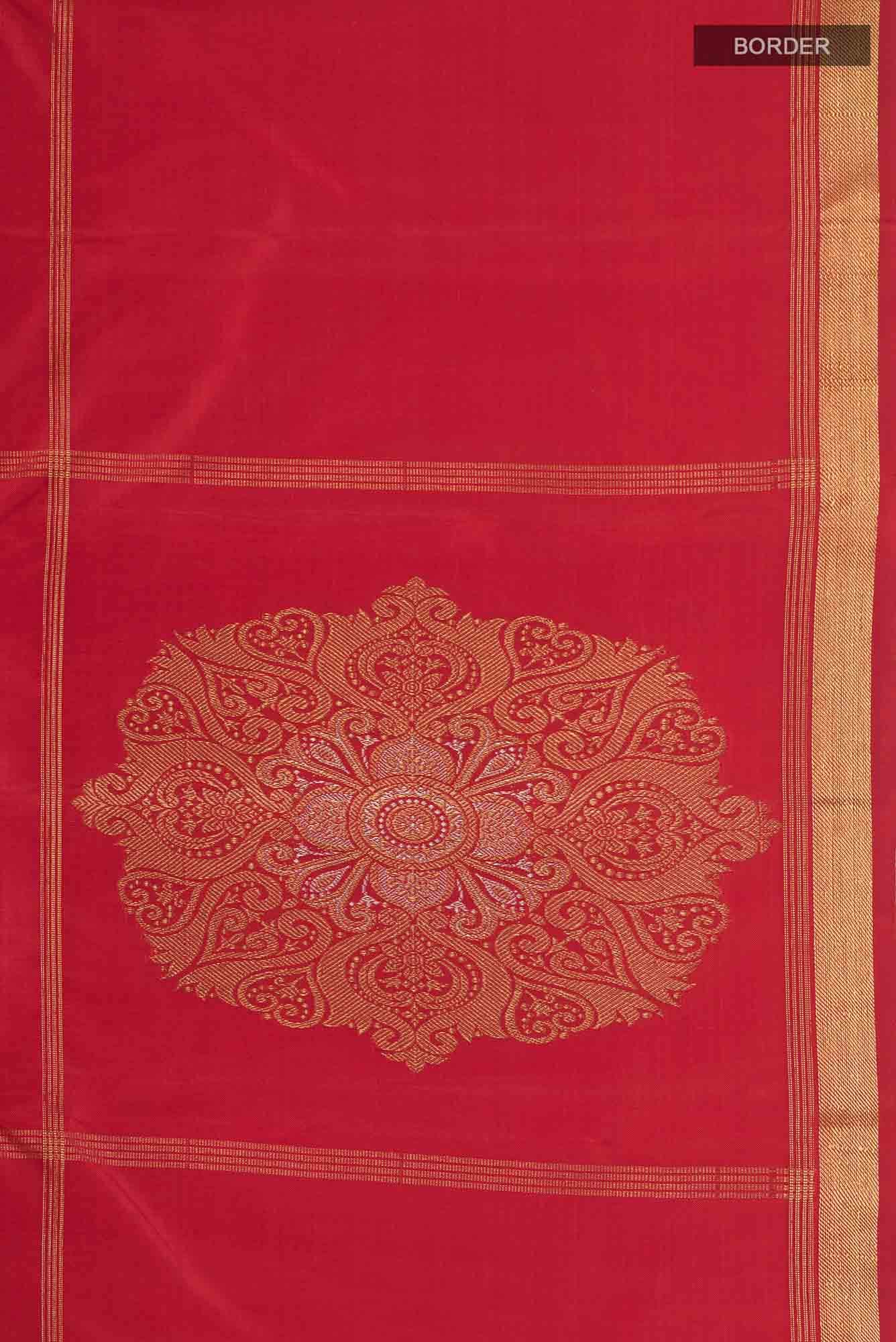 Pure Silk Pure Zari Orange Kanchipuram Saree